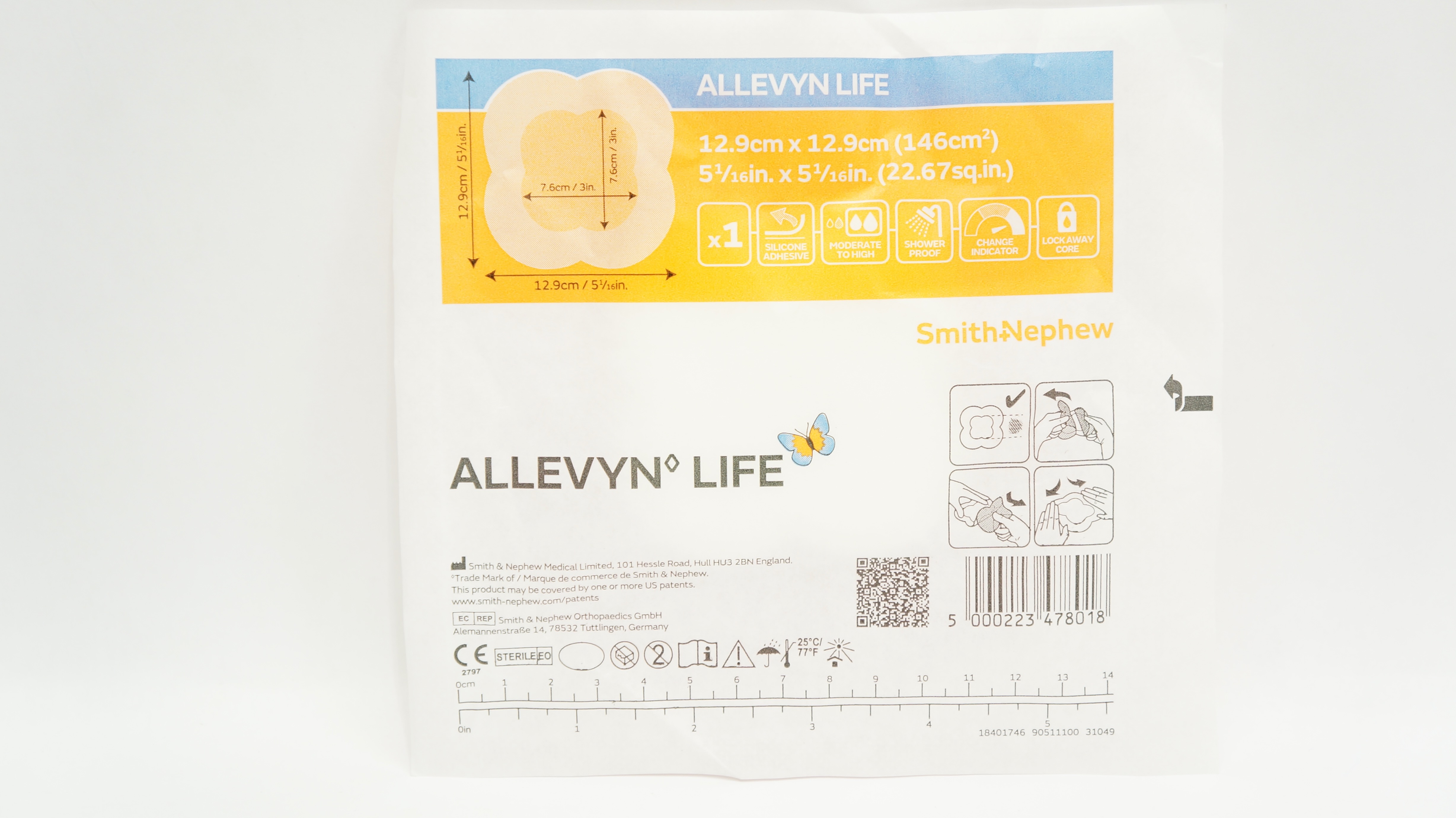 Smith&Nephew 66801068 Allevyn Life Adhesive Dressing 5 1/16inch x 5 1/16inch