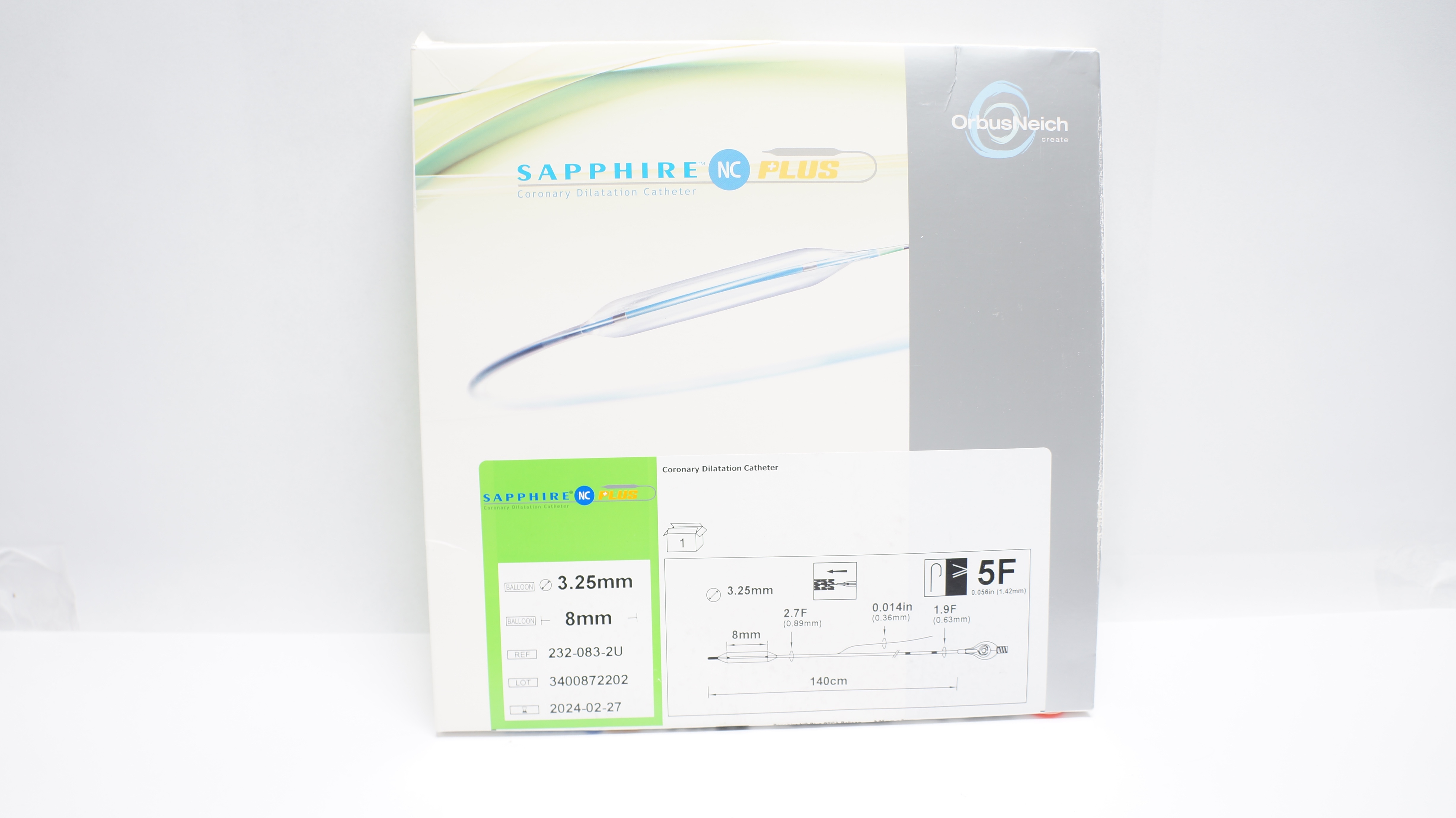 Sapphire NC Plus 232-083-2U Coronary Dilatation Cath. 3.25mm x 8mm (x)