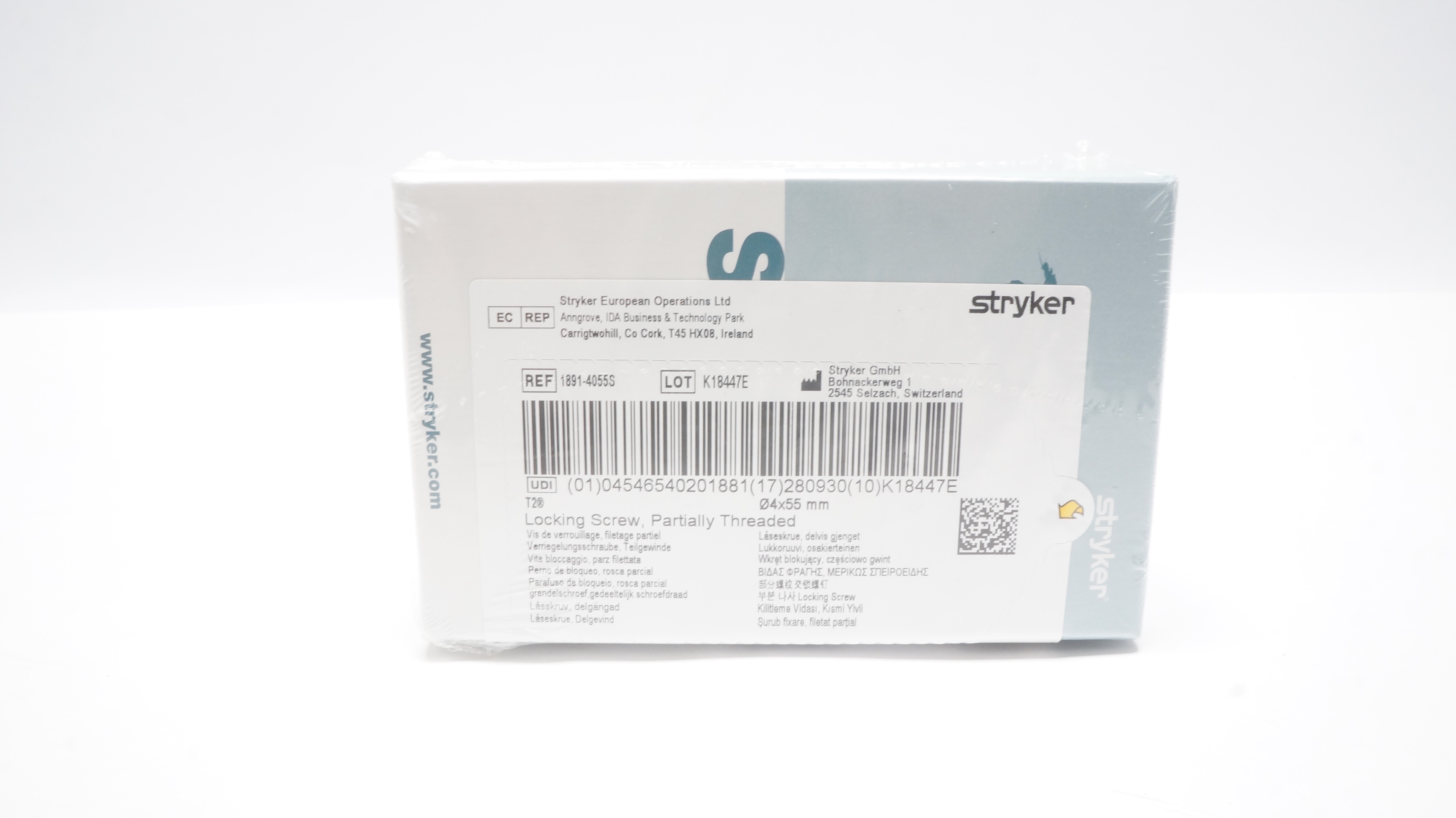 Stryker 1891-4055S Locking Screw, Partially Threaded 4x55mm