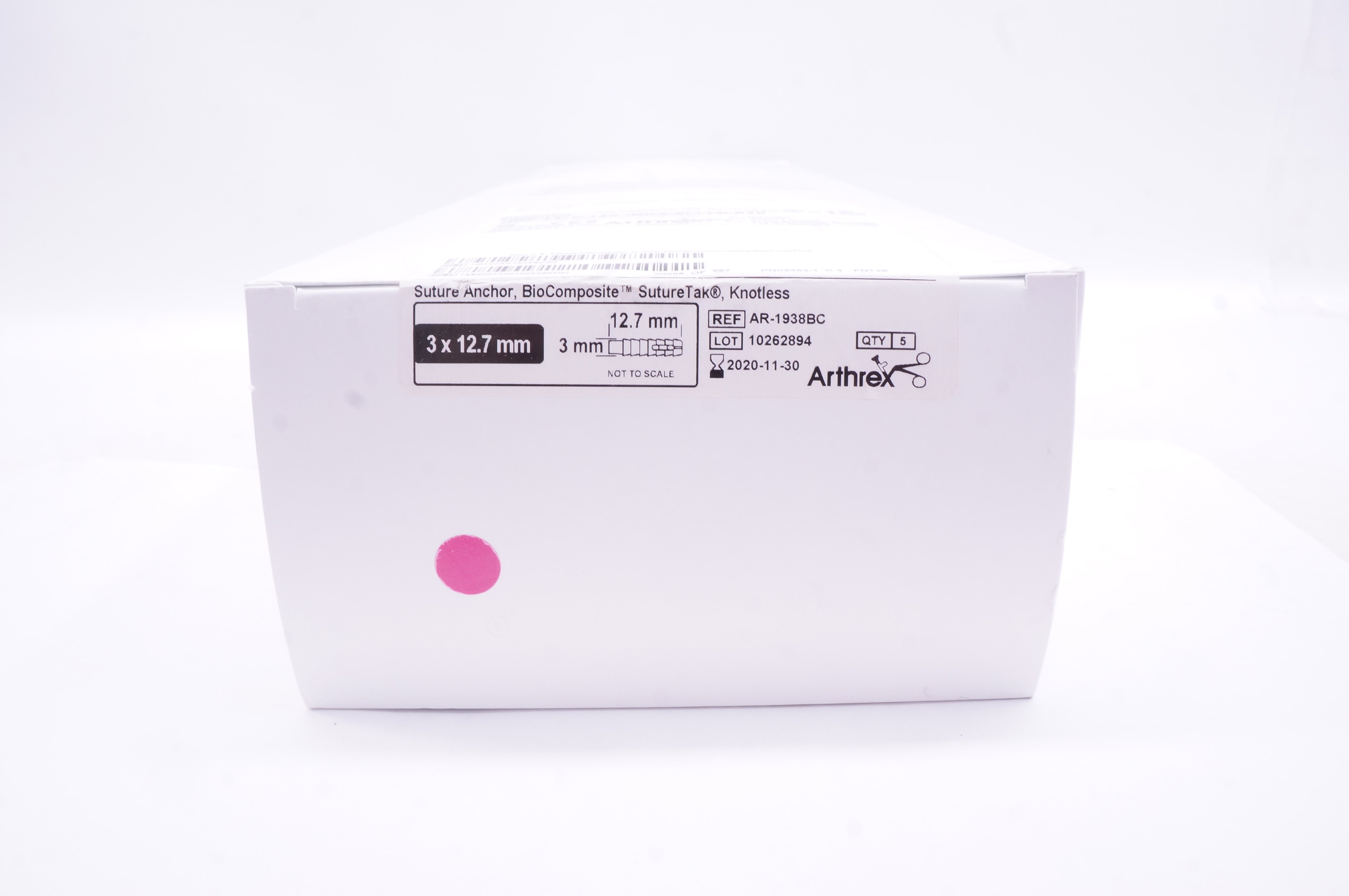 Arthrex AR-1938BC Stre Anchor BioComposite, Knotless 3 x 12.7mm (x) - Box of 5