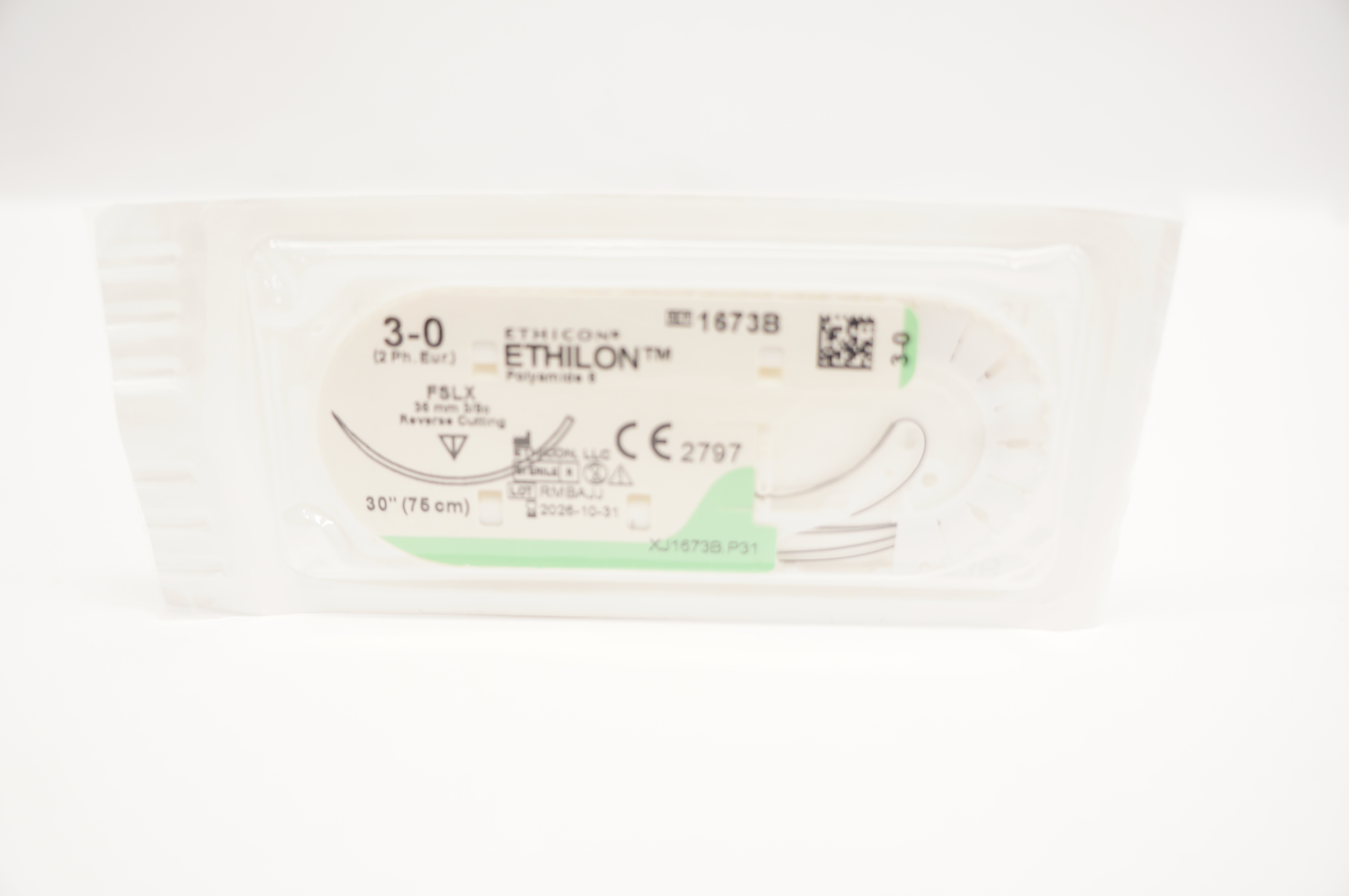 Ethicon 1673B 3-0 ETHILON Polyamide 6 Stre FSLX 36mm 3/8c Reverse Cutting 30inch