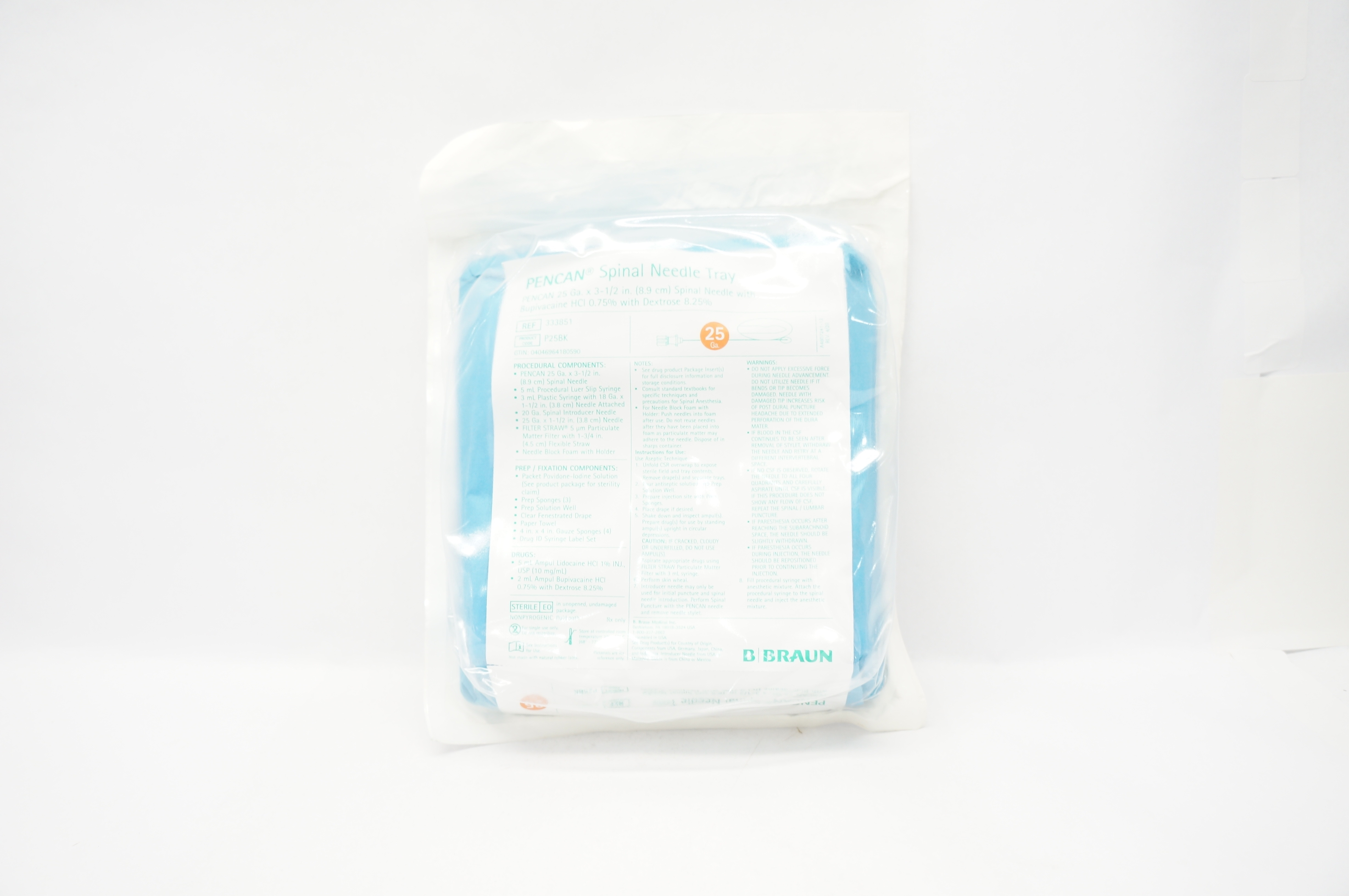 Braun 333851 PENCAN Spinal Ndle Tray 25Ga x 3-1/2inch (x)