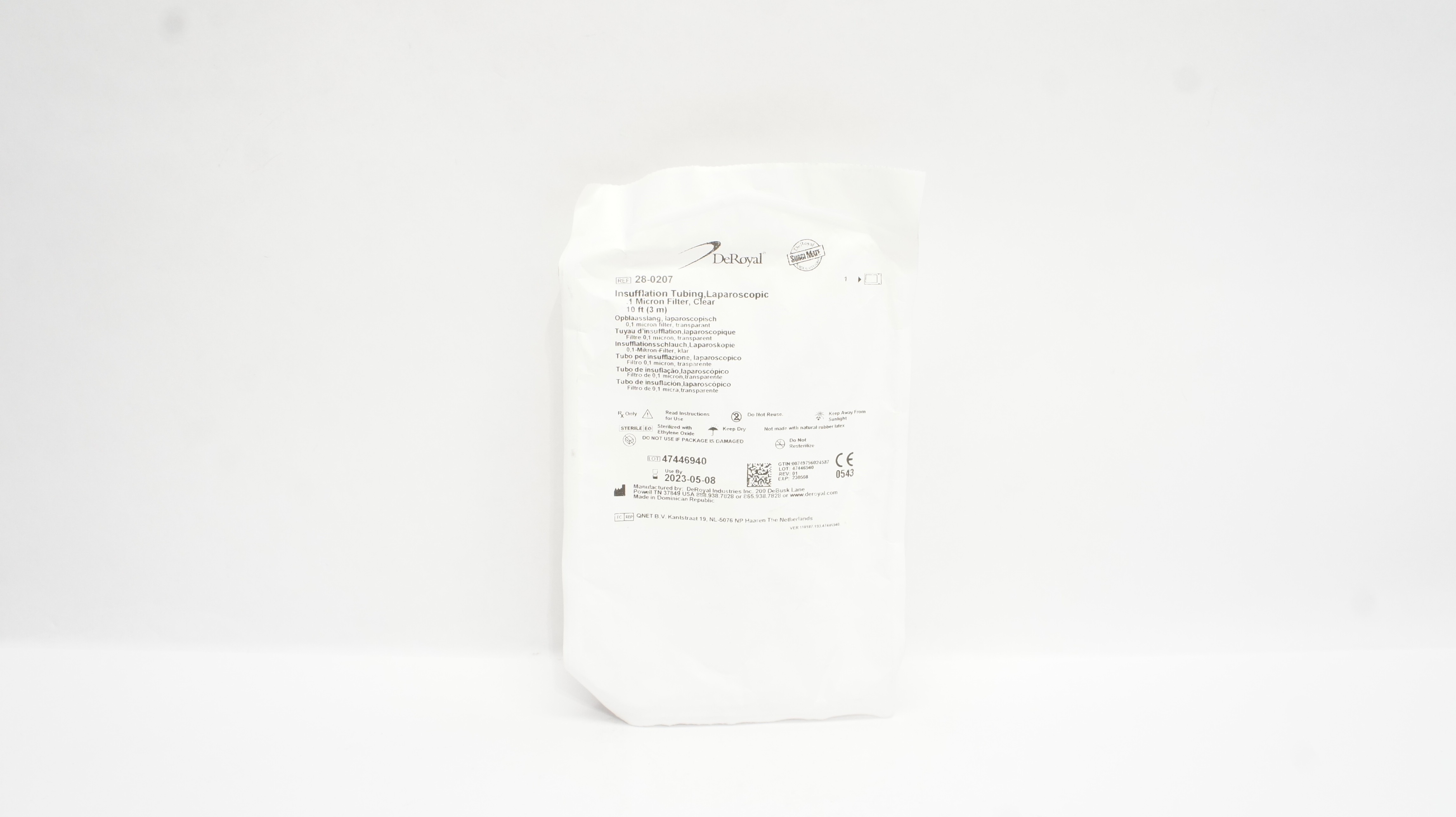 DeRoyal 28-0207 Insufflation Tubing Laparoscopic Clear 10ft (x)