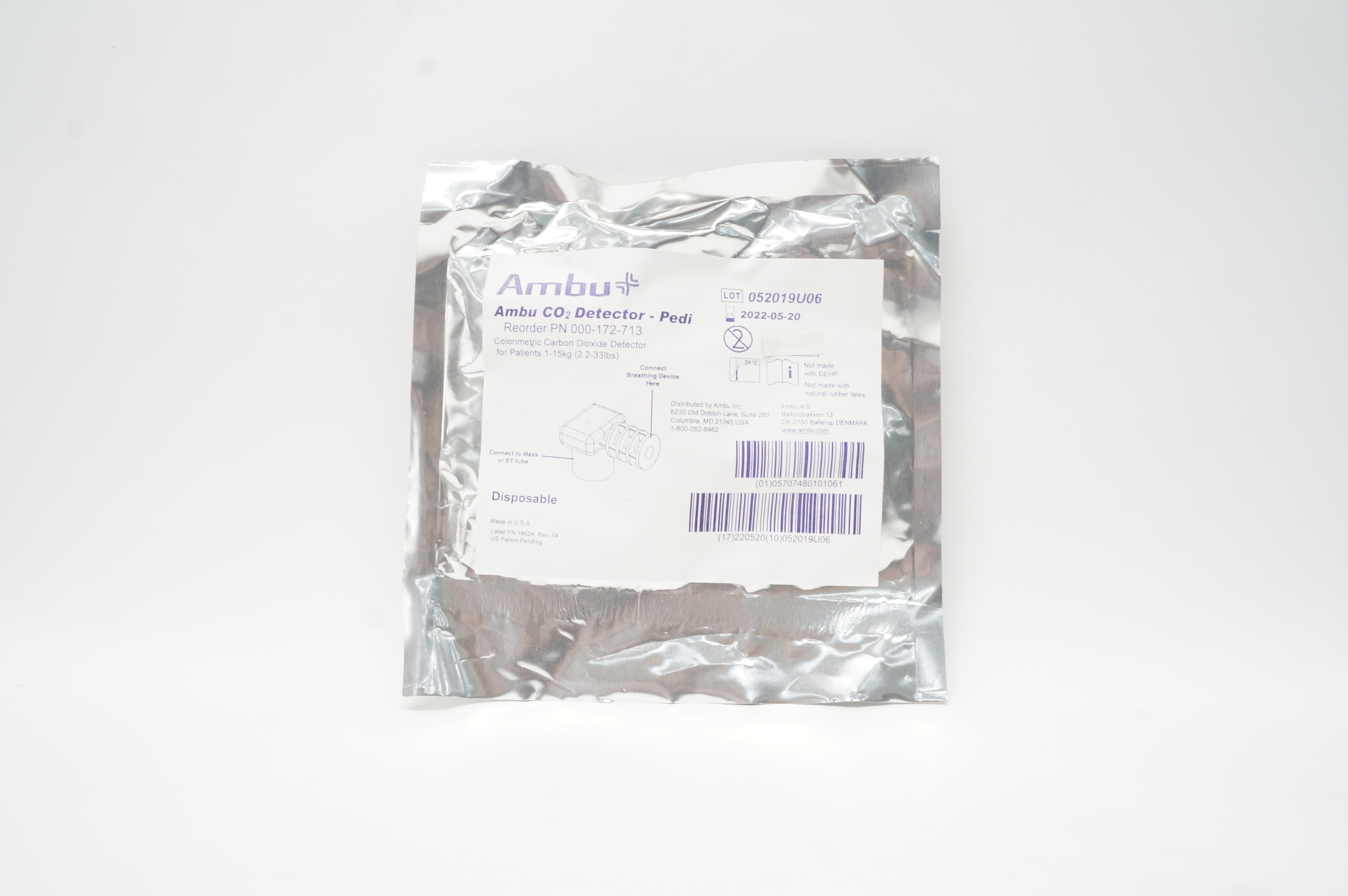 Ambu PN 000-172-713 CO2 Detector-Pedi Colorimetric Carbon Dioxide 1-15kg (x)