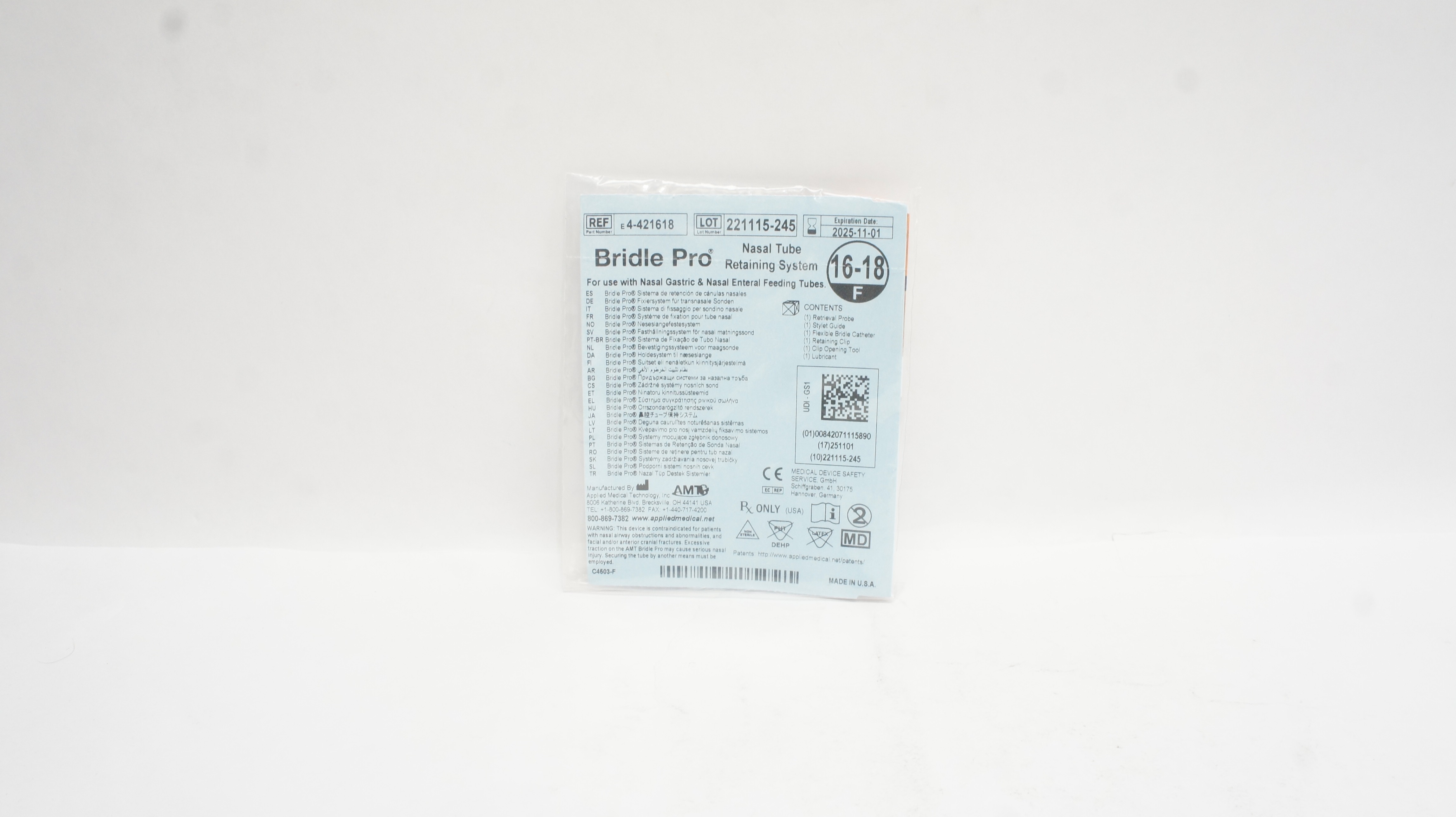 AMT E4-421618 Bridle Pro Nasal Tube Retaining System 16-18F