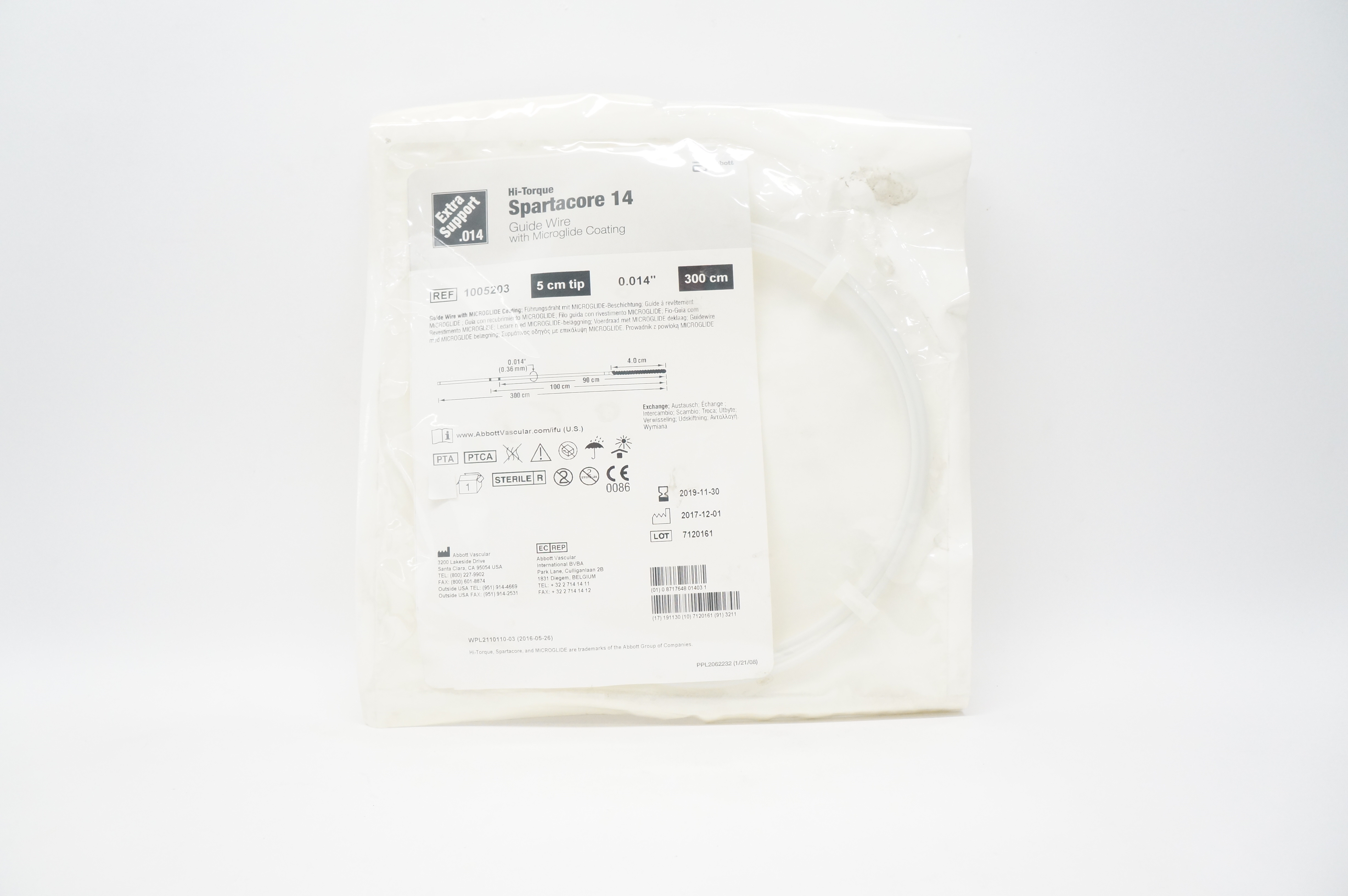 Abbott 1005203 Hi-Torque Spartacore 14 Guide Wire 5cm x 0.014inch x 300cm (x)