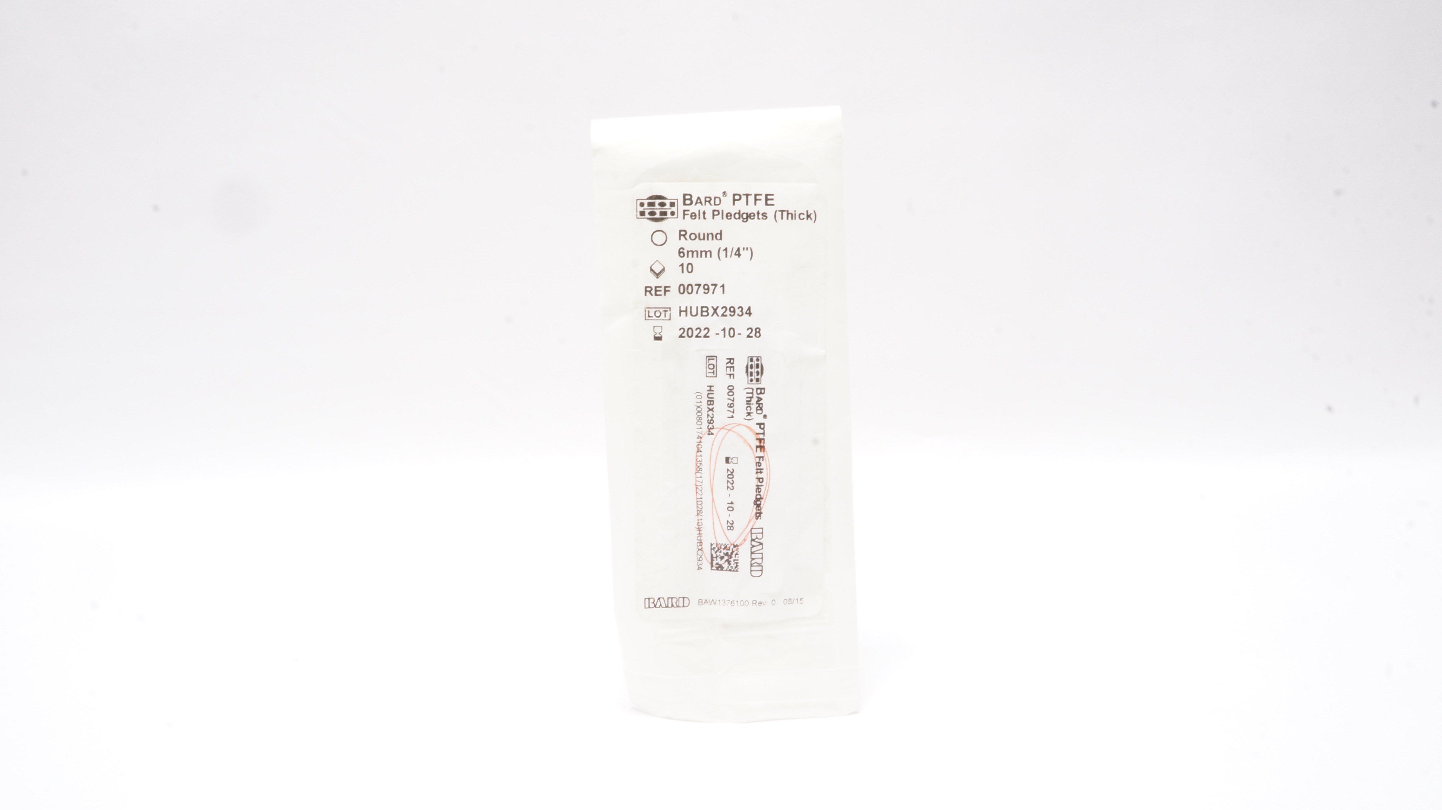 Bard 007971 PTFE Felt Pledgets (Thick) Round 1/4inch (x) - Pack of 10