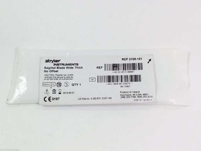 2108-151 ~ Stryker Sagittal Blade Wide Thick No Offset (x) 