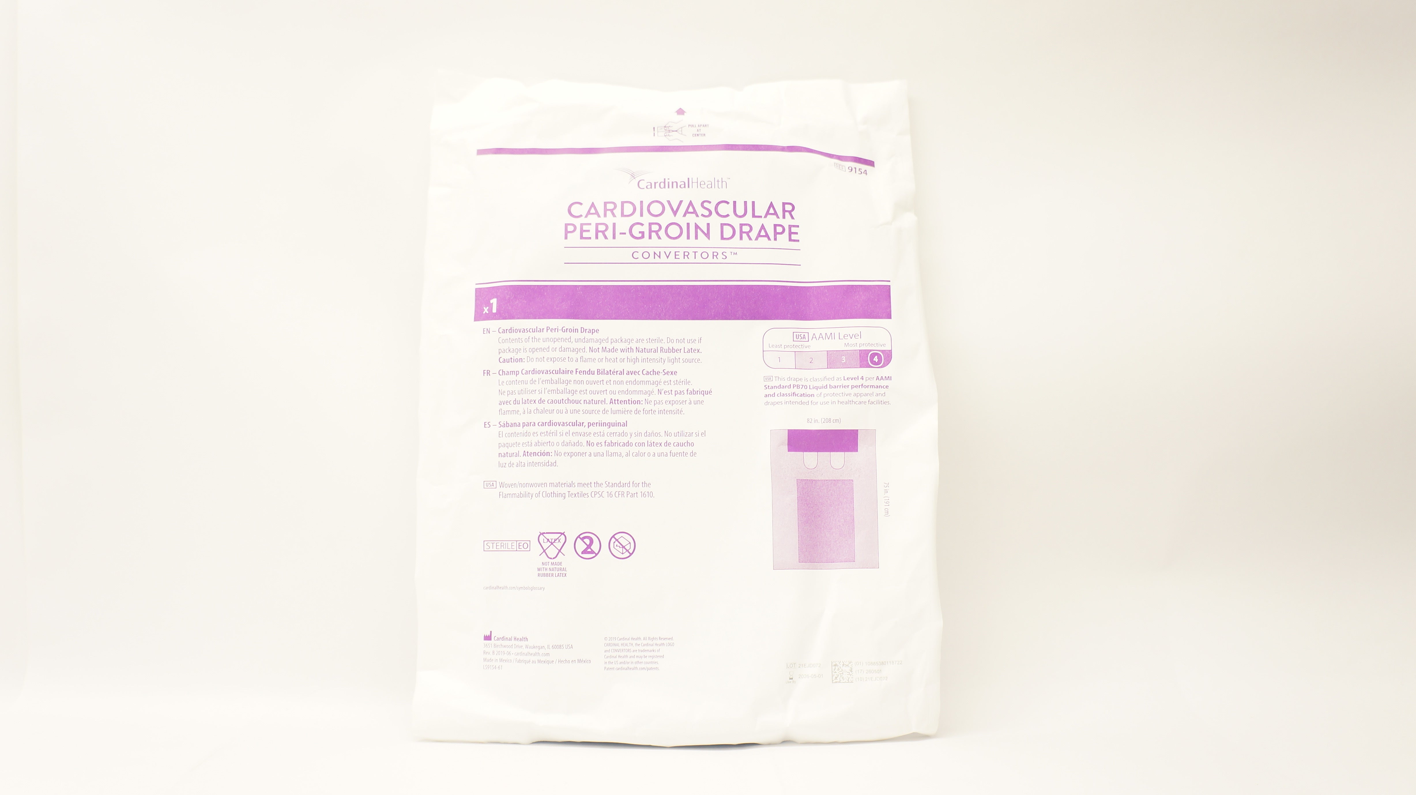 Cardinal Health 9154 Cardiovascular Peri-Groin Drape  Convertors 82 x 75inch