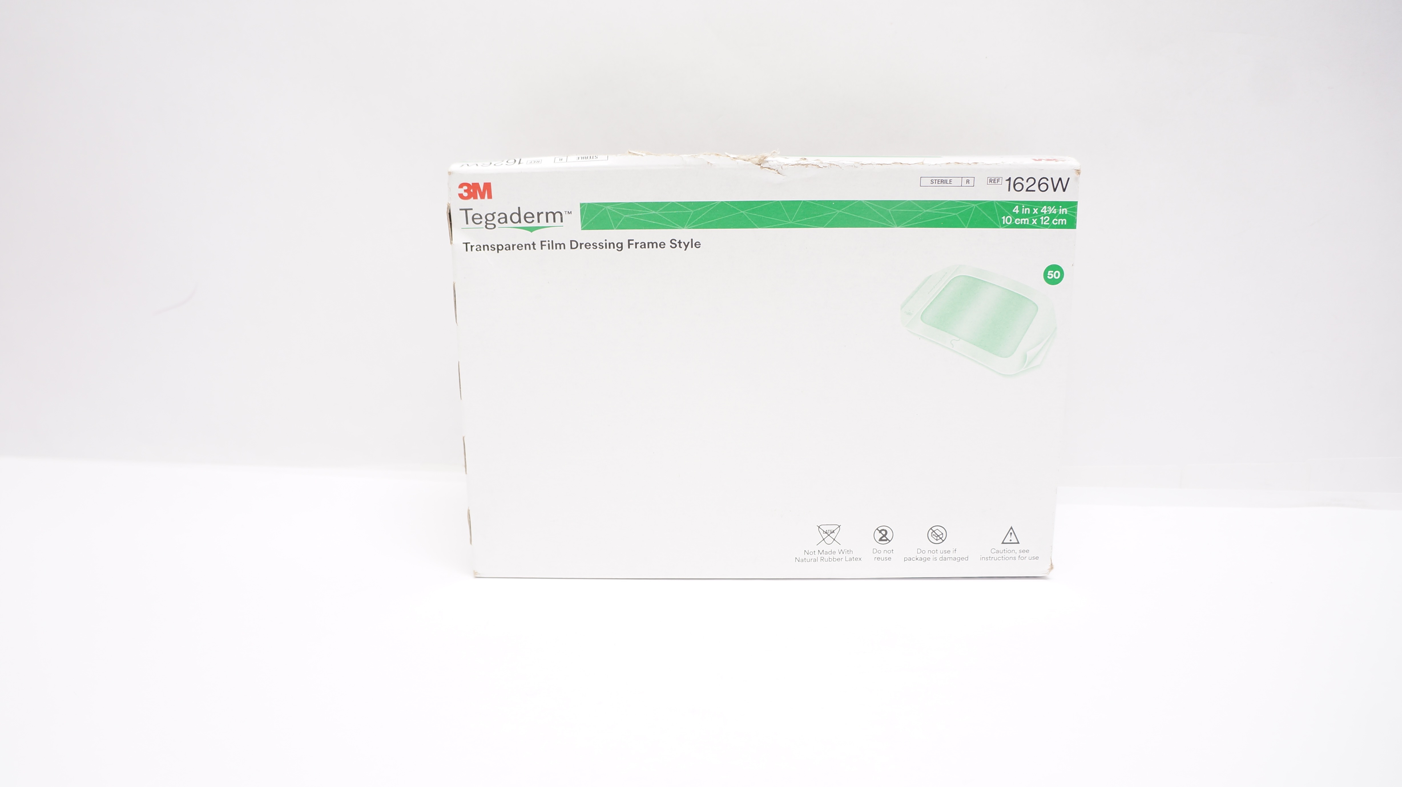 3M 1626W Tegaderm Transparent Film Dressing 4inch x 4 3/4inch - Box of 49