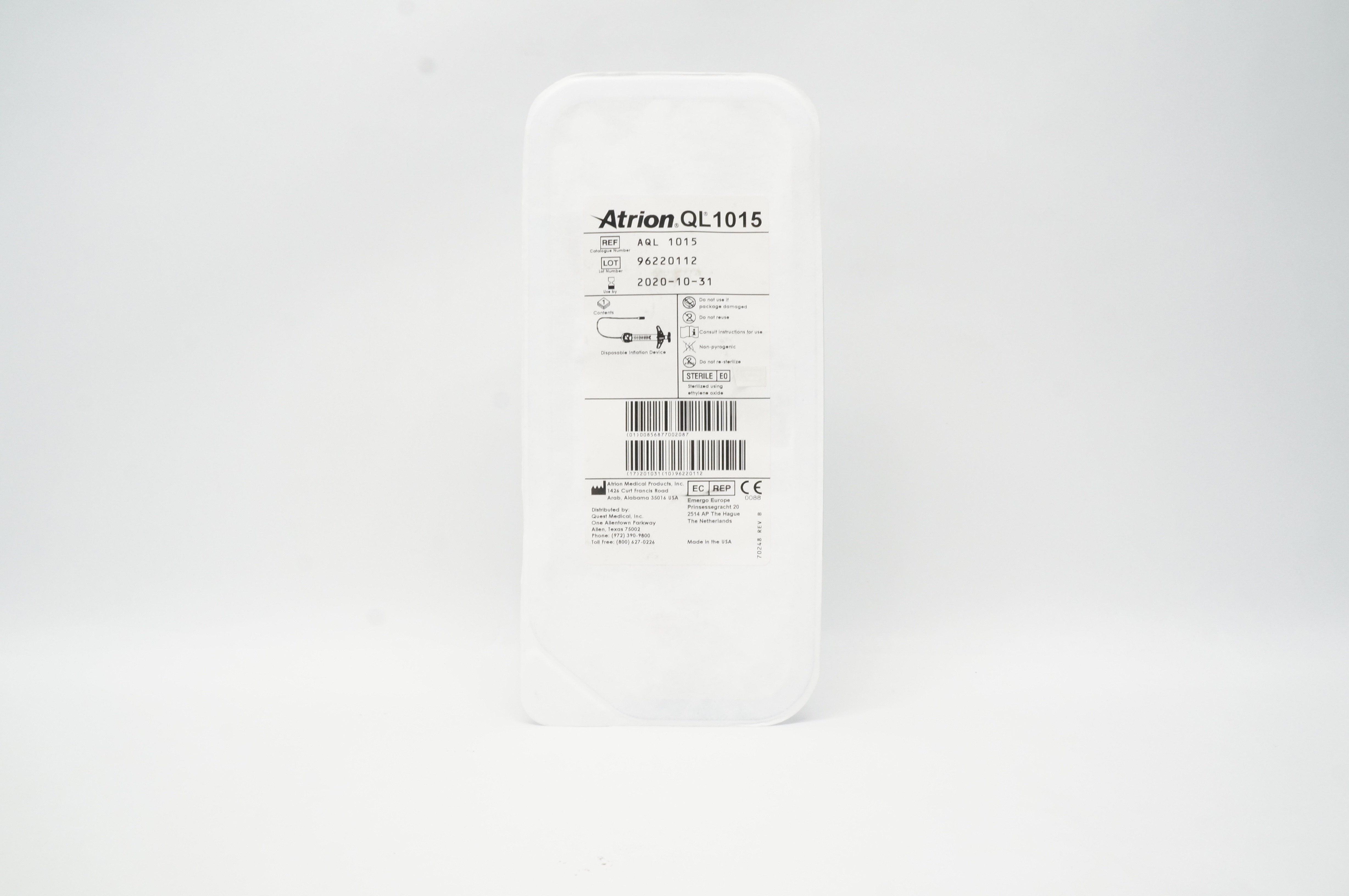 Atrion AQL1015 QL Disposable Inflation Device (x)