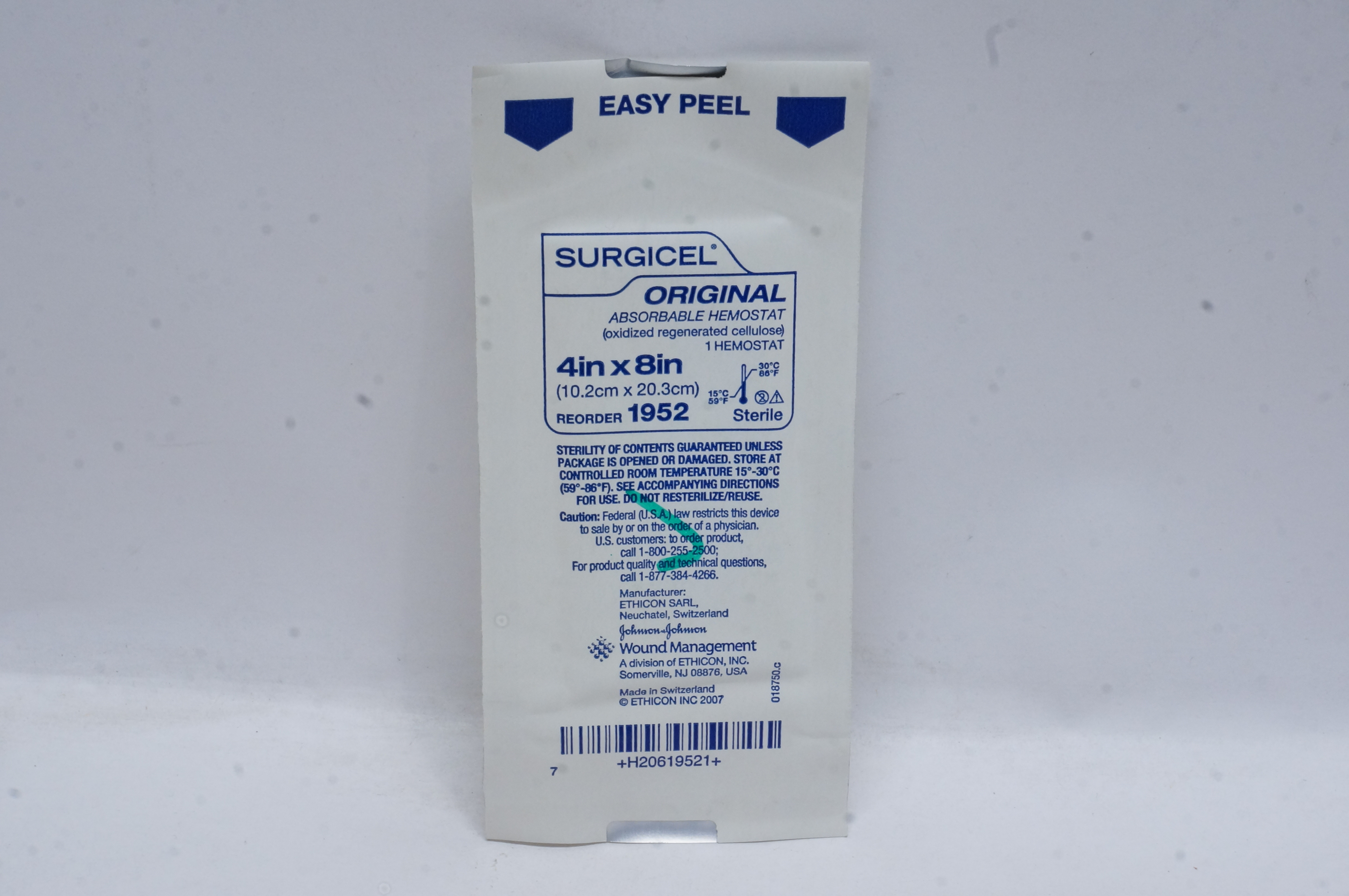 Ethicon 1952 Surgicel Original Absorbable Hemostat 4inch x 8inch (x)