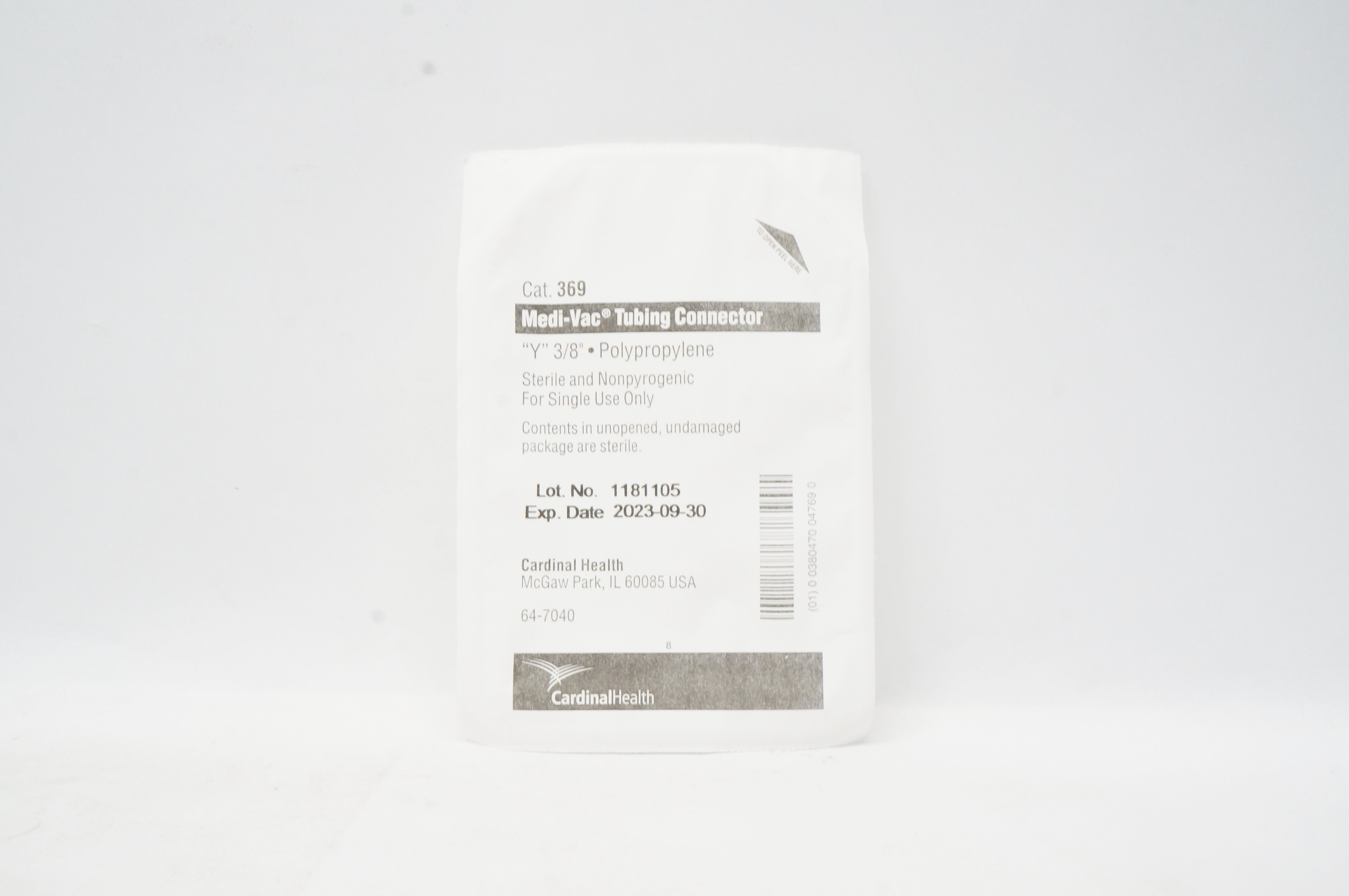 Cardinal Health 369 Tubing Connector "Y" 3/8inch, Polypropylene - Box of 13