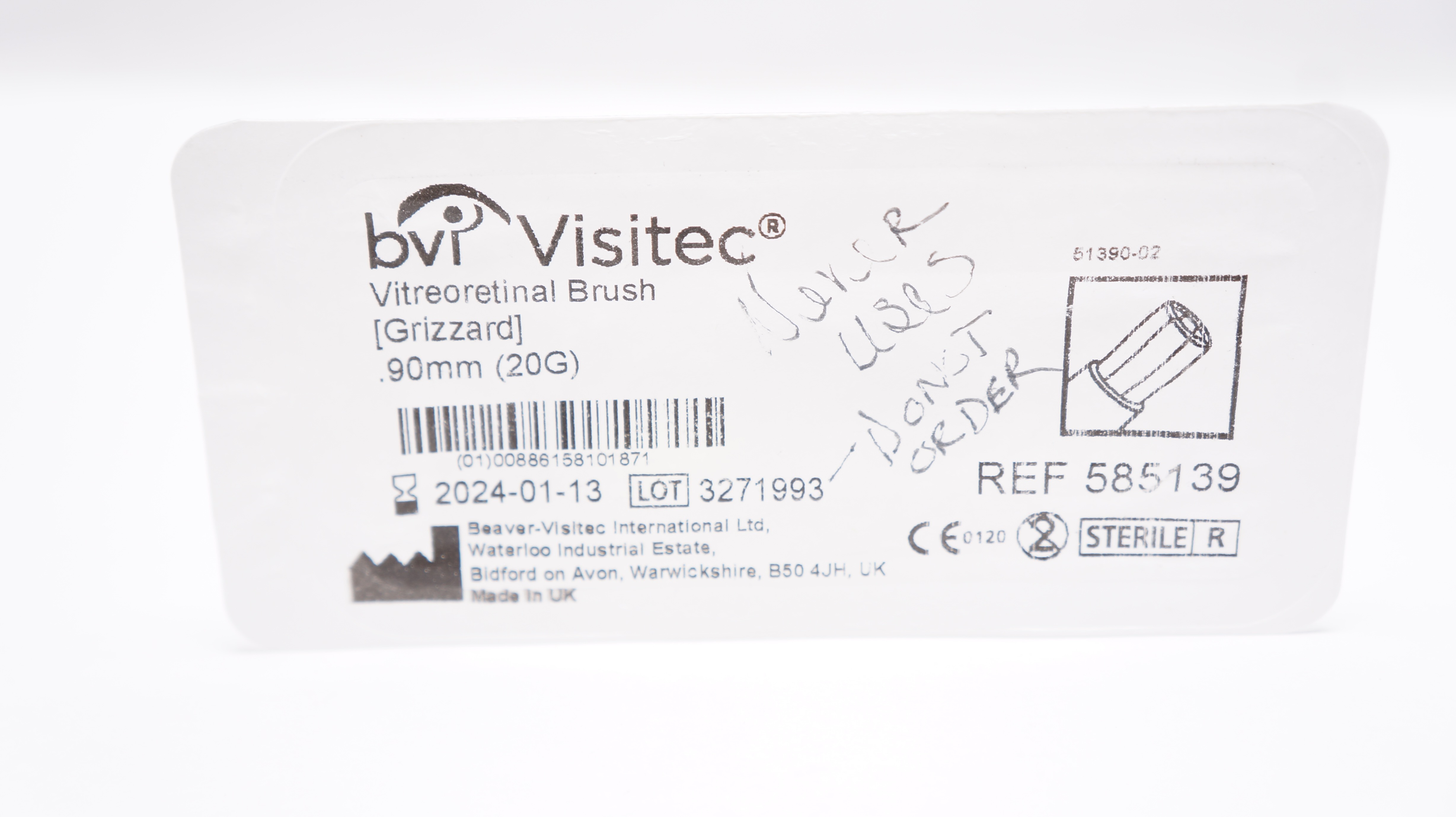 BVI Visitec  585139 Vitreoretinal Brush, Grizzard, 20G