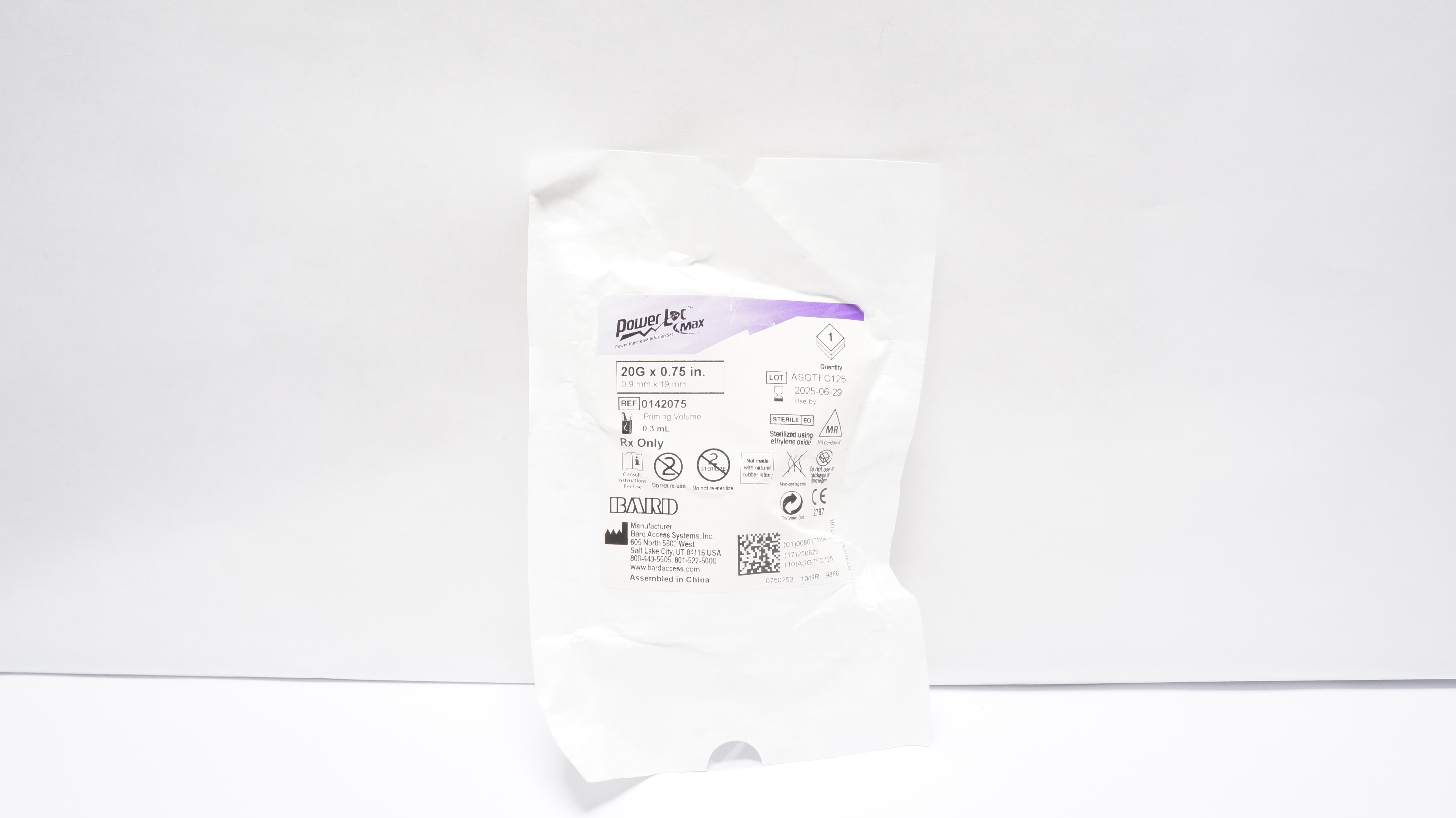 Bard 0142075 PowerLoc Max Injectable Infusion Set 20G x 0.75in