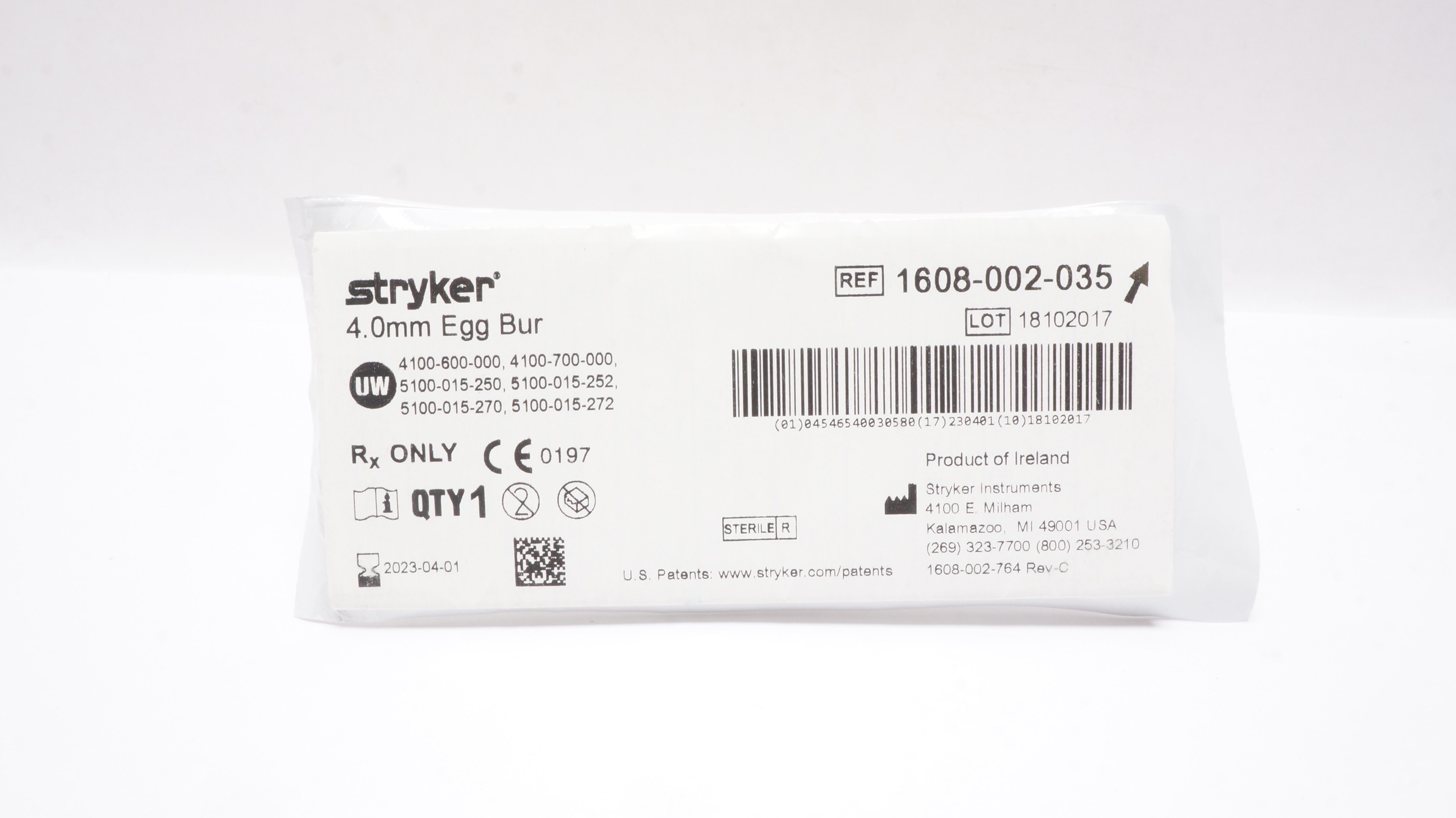 Stryker 1608-002-035 Egg Bur 4.0 mm (x)