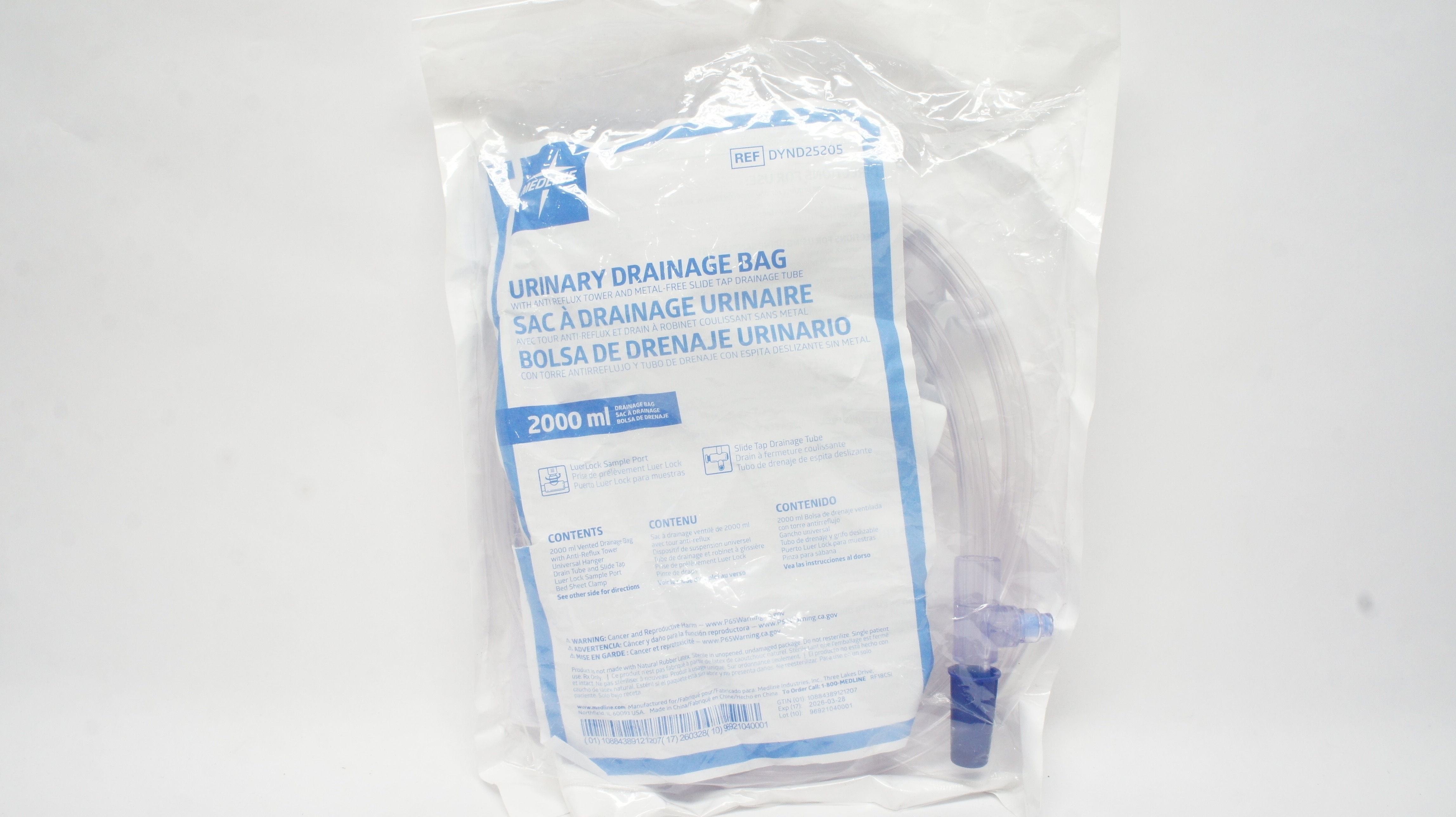 Medline DYND25205 Urinary Drainage Bag 2000mL