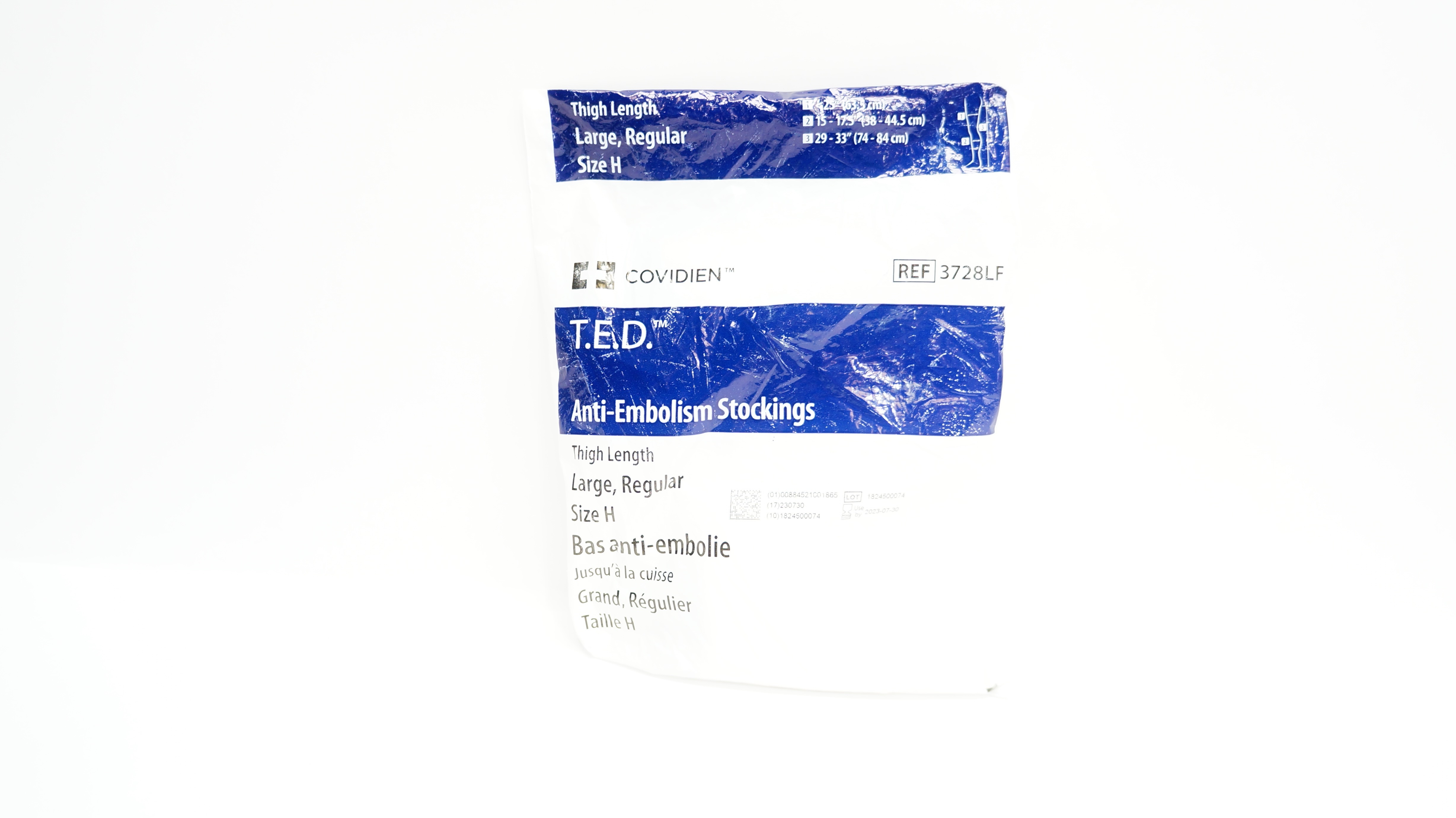 Covidien 3728LF Anti-Embolism Stockings, Thigh Length, Large, Regular, Size H(x)