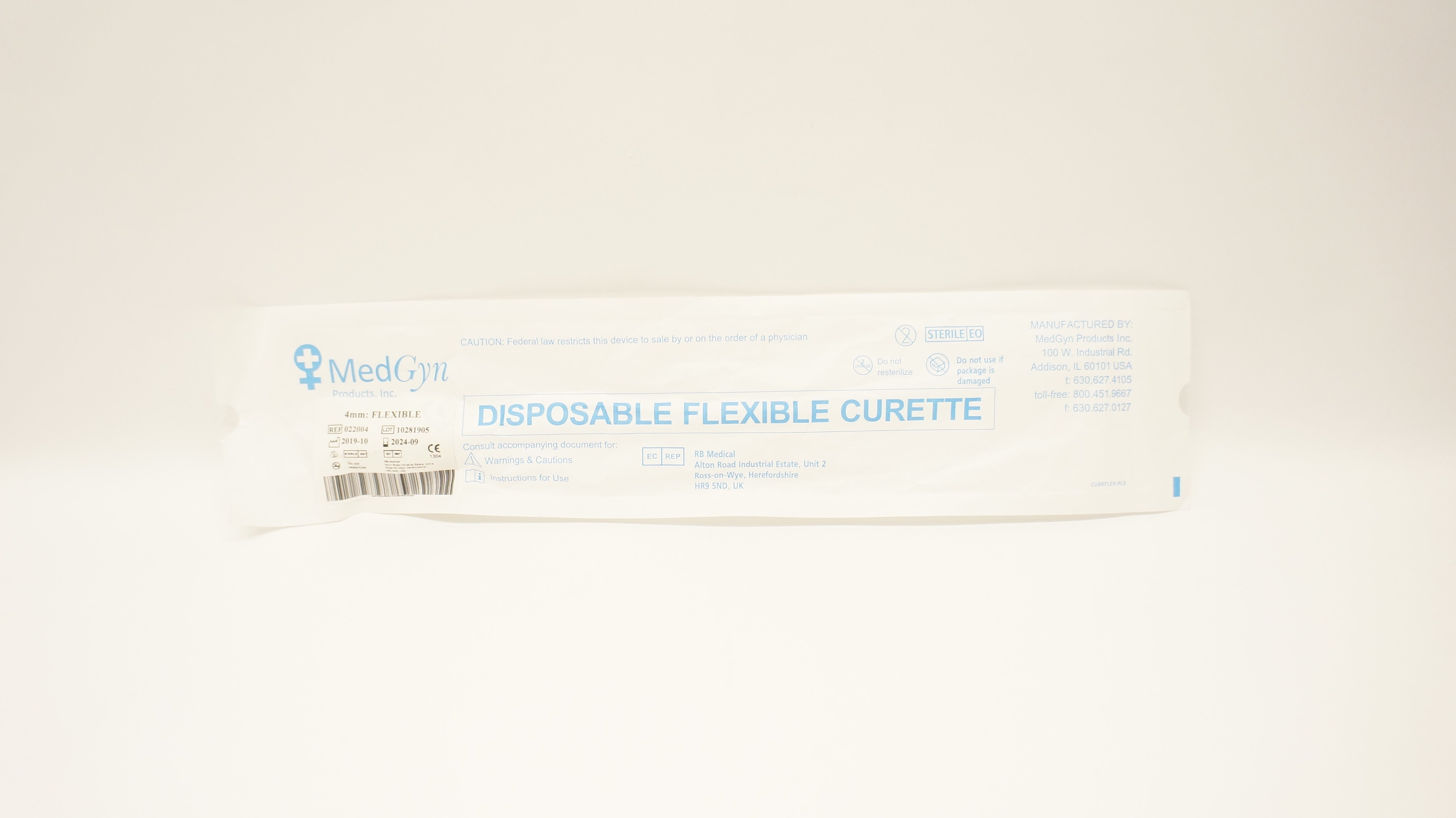 MedGyn 022004 Disposable Flexible Curette 4mm