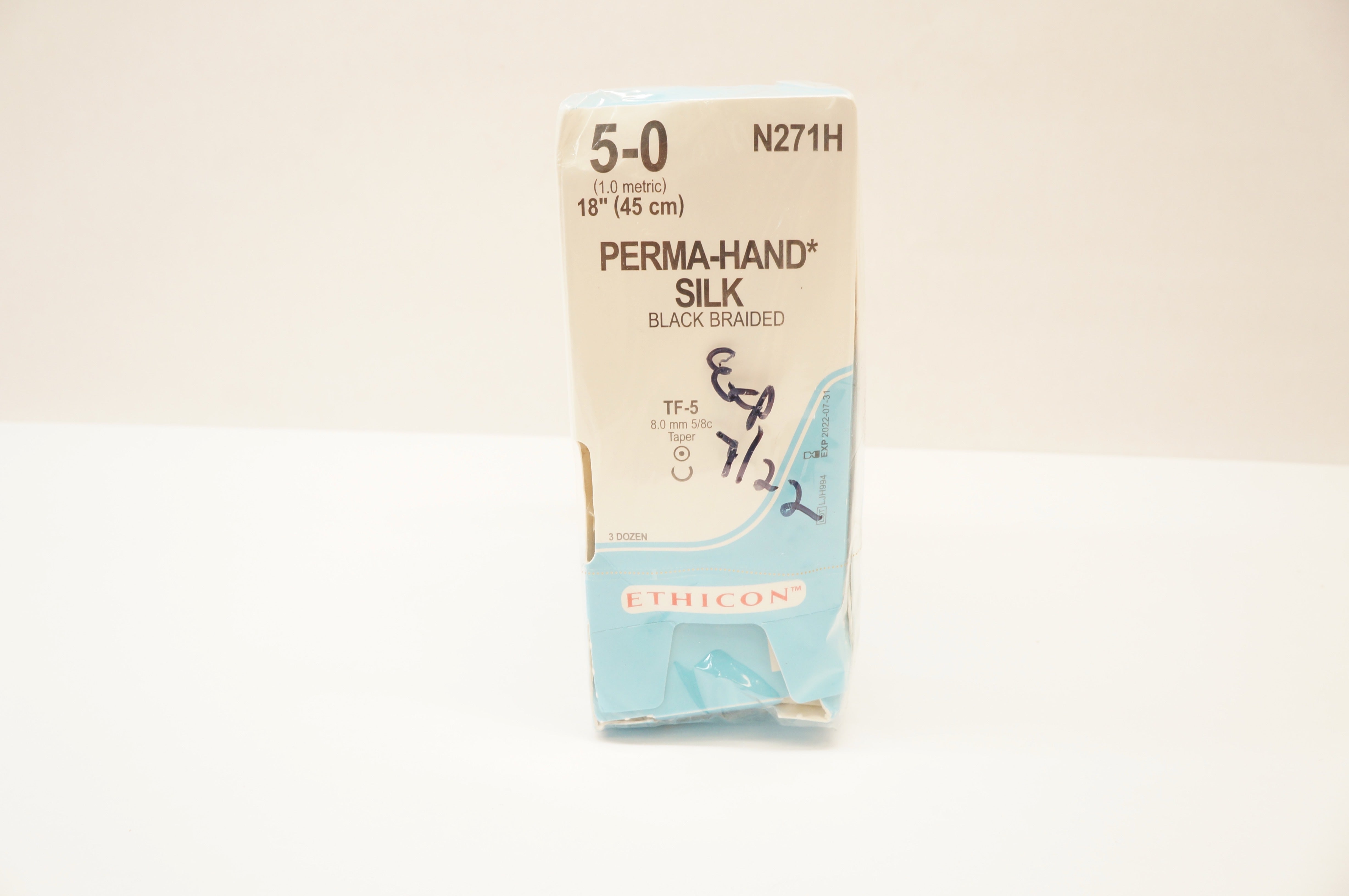 Ethicon N271H 5-0 PERMA-HAND SilkStre TF-5 8.0mm 5/8c Taper 18inch(x) - Box of 36