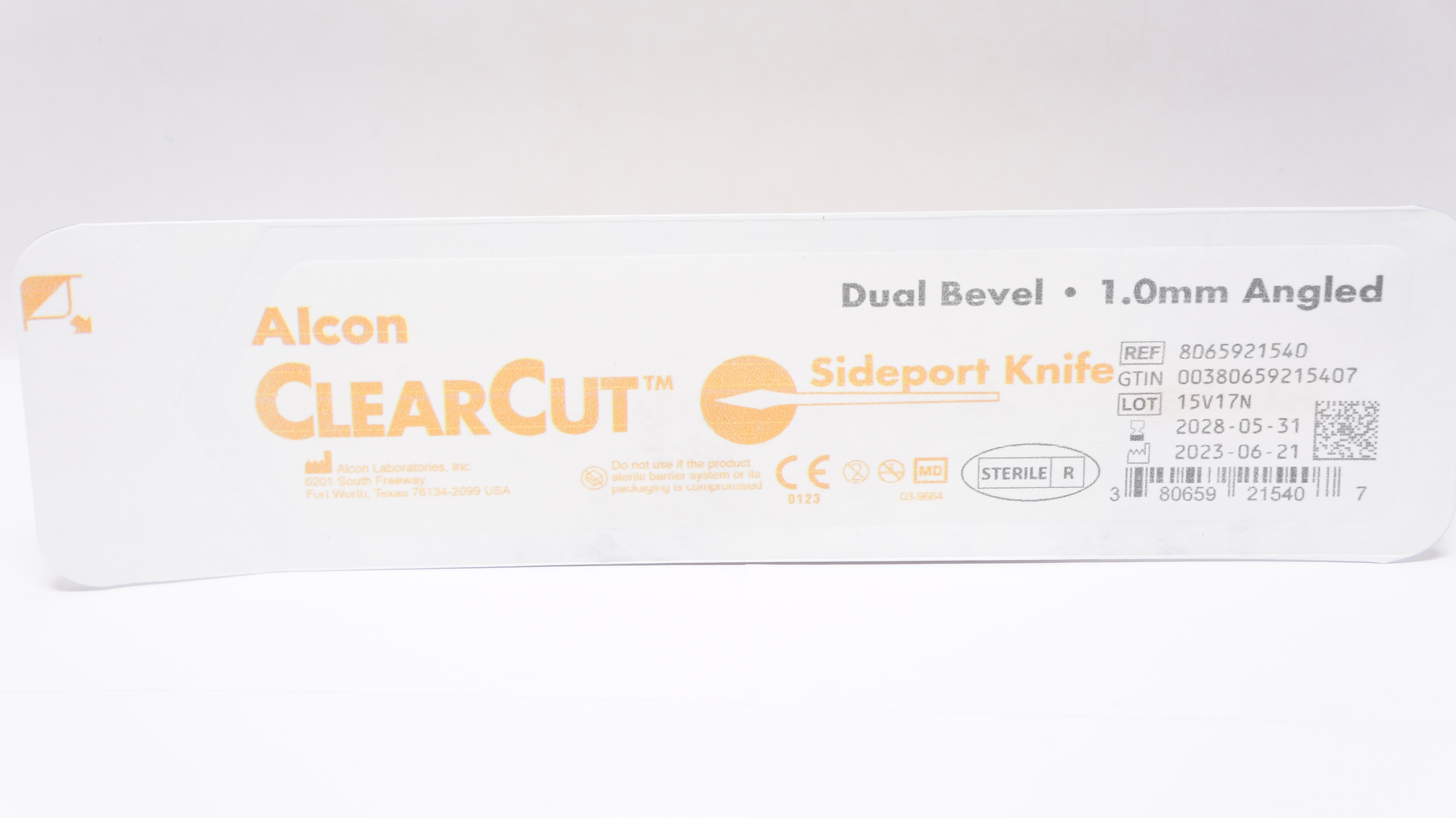 Alcon 8065921540 ClearCut Sideport Knife, Dual Bevel 1.0mm Angled