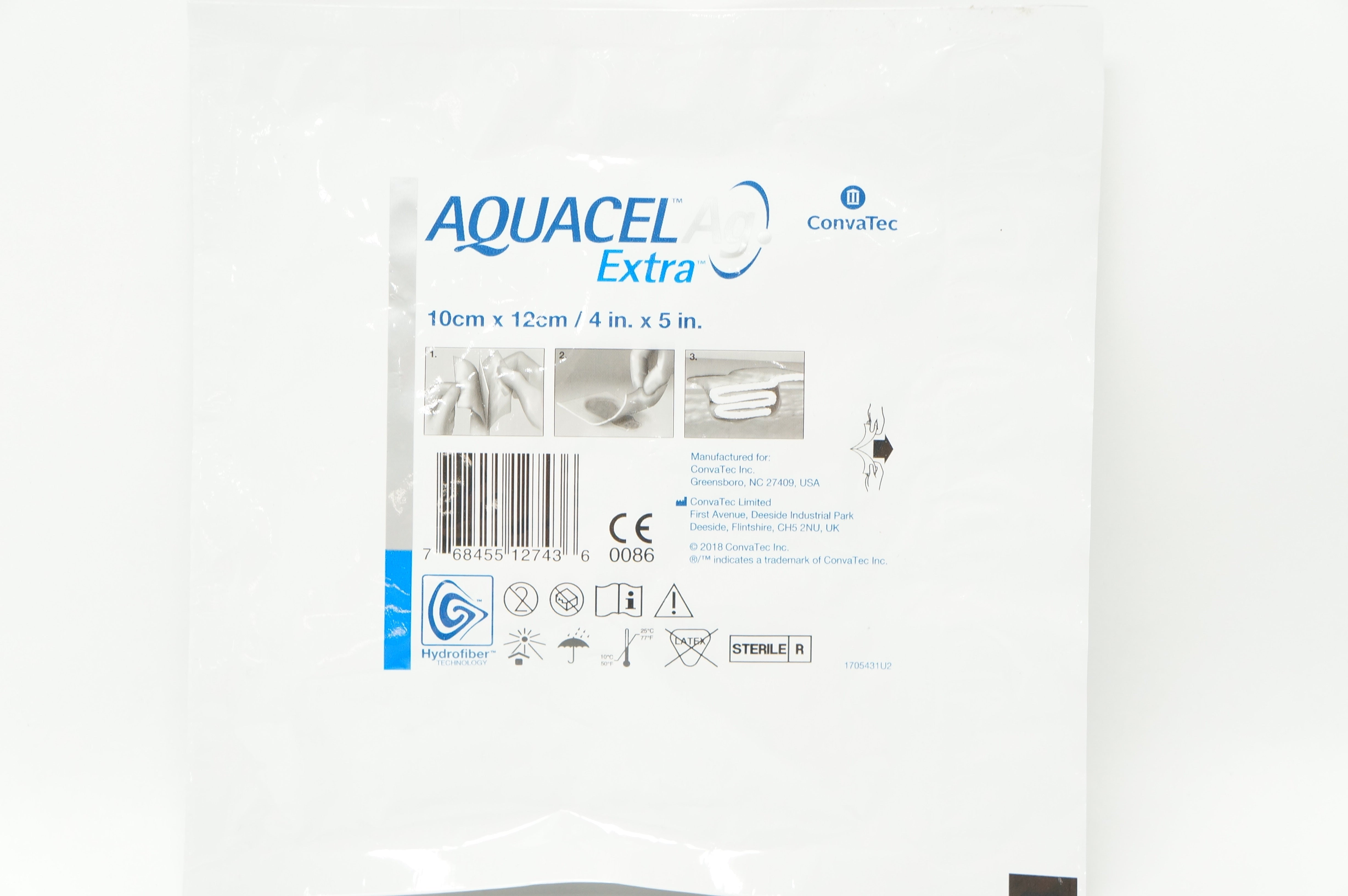 ConvaTec Aquacel Ag Extra Hydrofibre Wound Dressing 4 inch x 5 inch