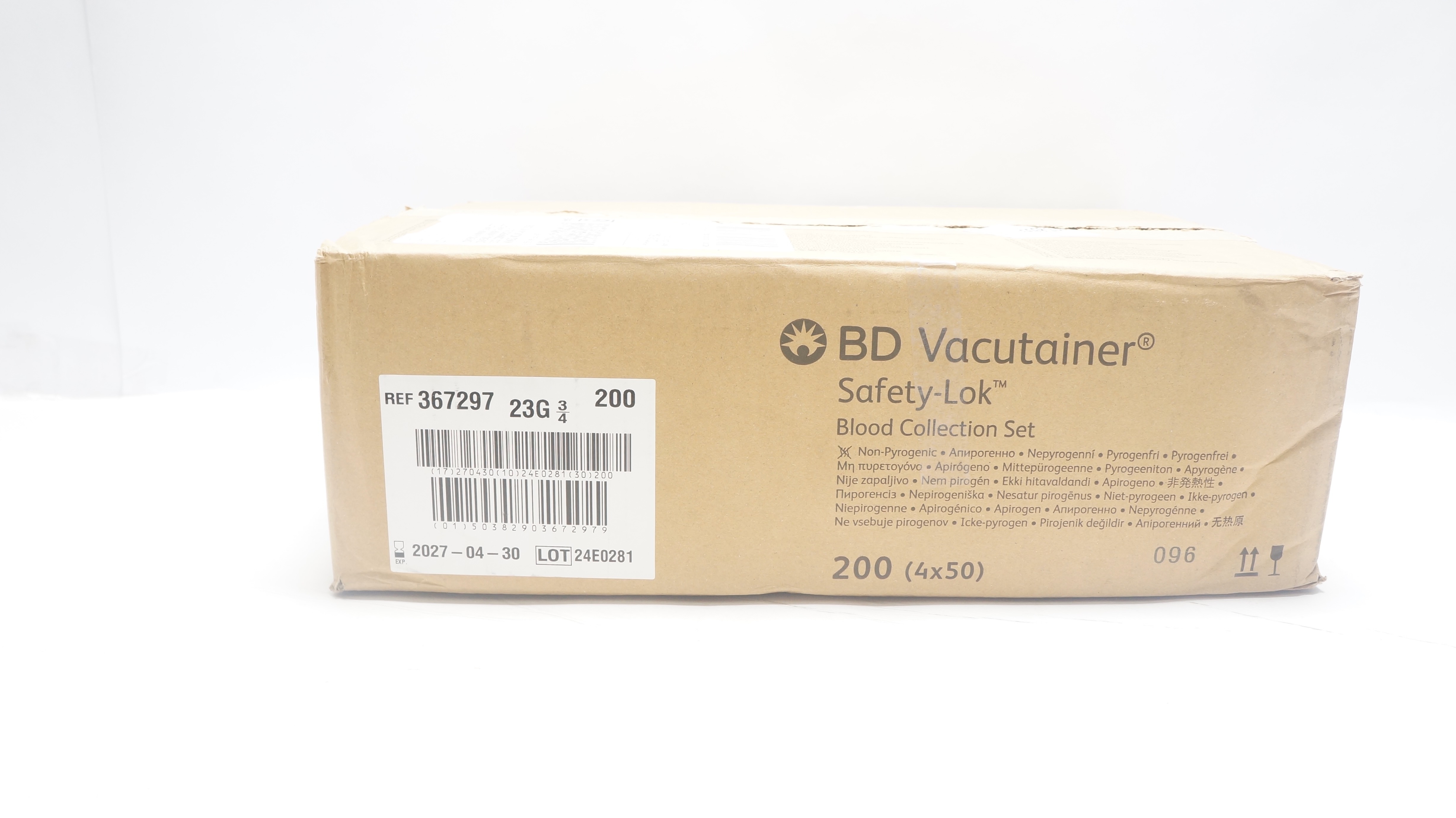 BD 367297 Vacutainer Safety-Lok Blood Collection Set 23G x 3/4inch - Case of 200