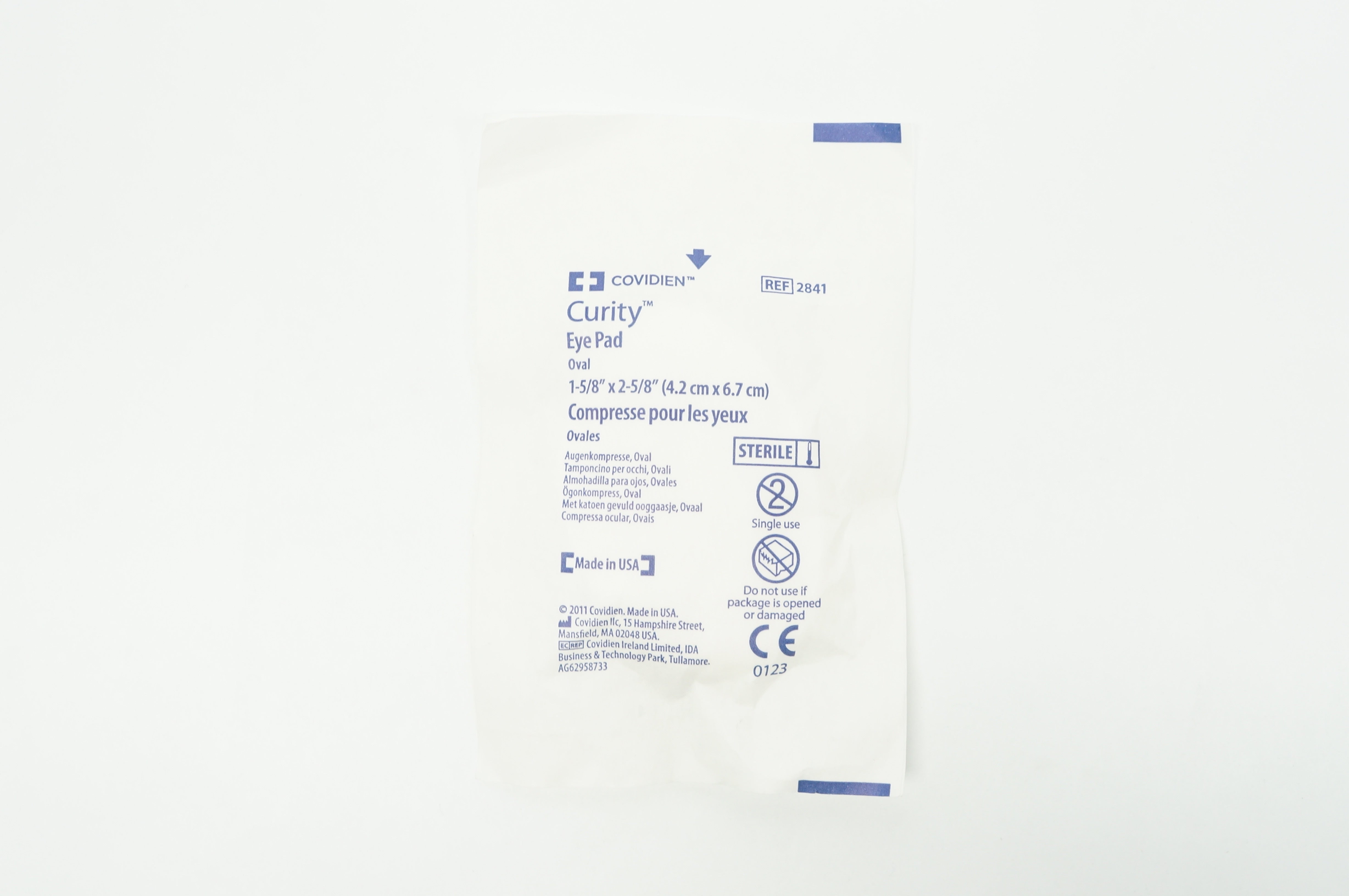 Covidien 2841 Curity Eye Pad Oval 1-5/8 inch x 2-5/8 inch