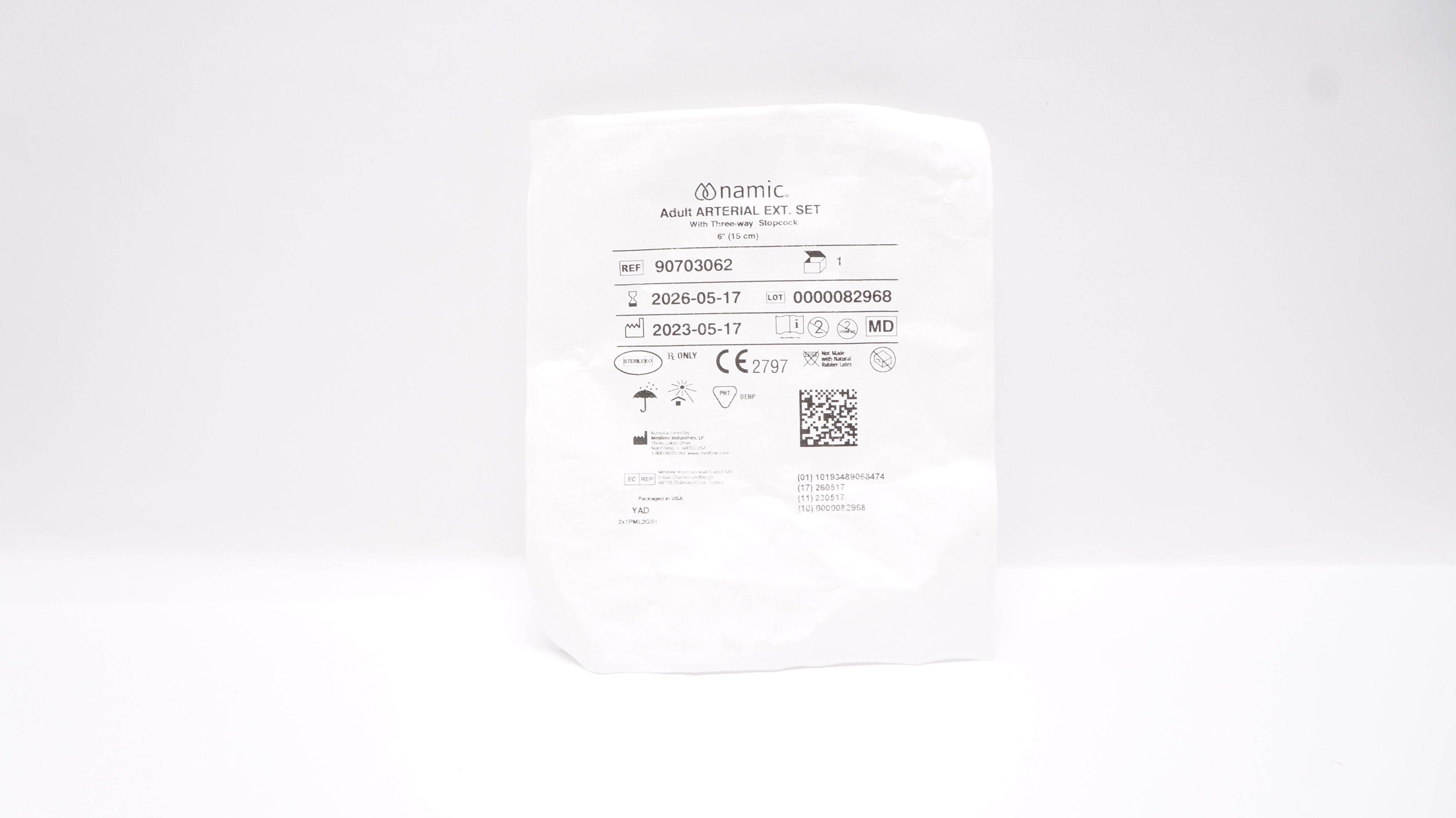 Medline 90703062 Namic Adult Arterial Ext. Set 6inch