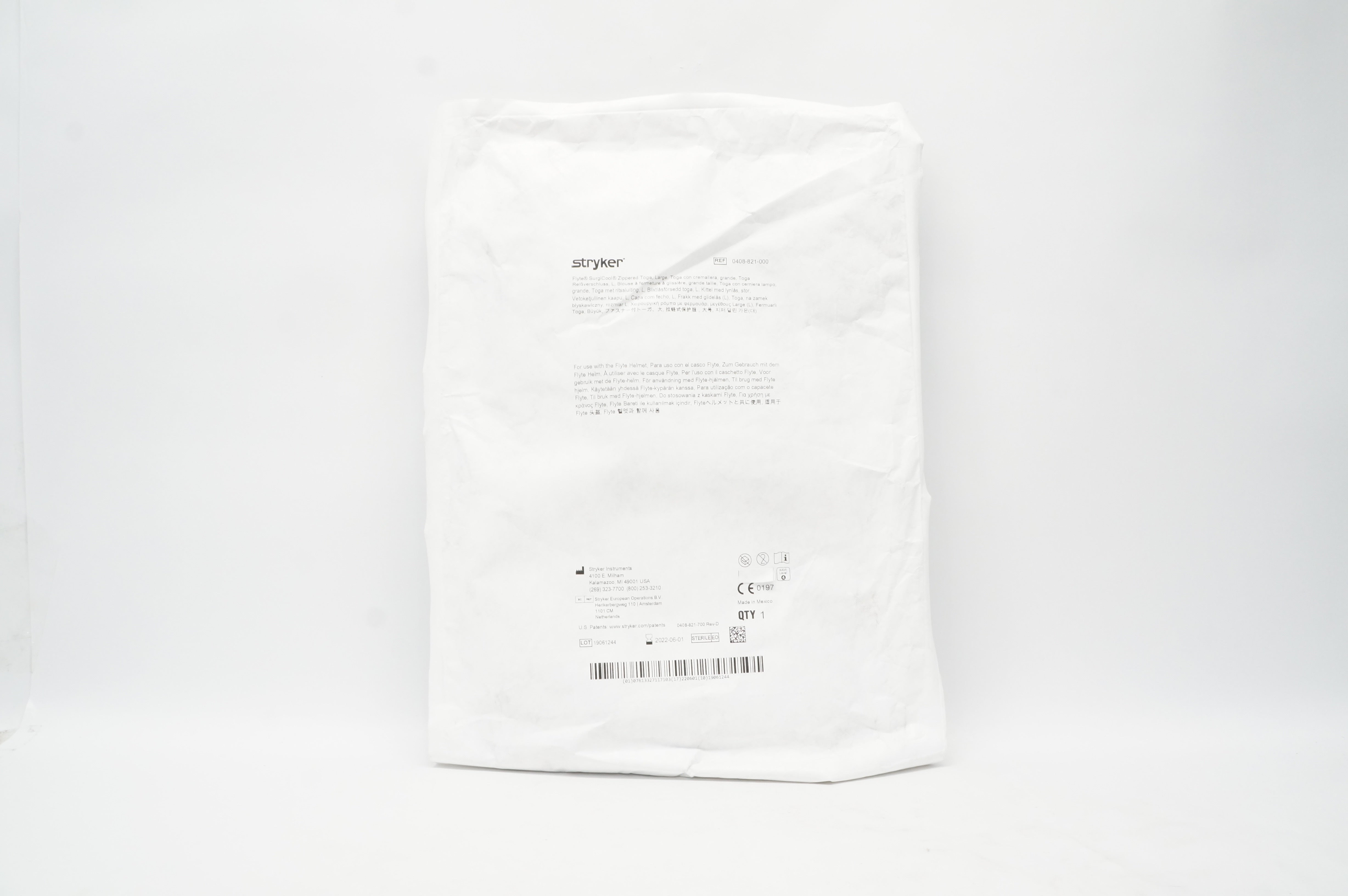 Stryker 0408-821-000 Flyte SurgiCool Zippered Toga, Large