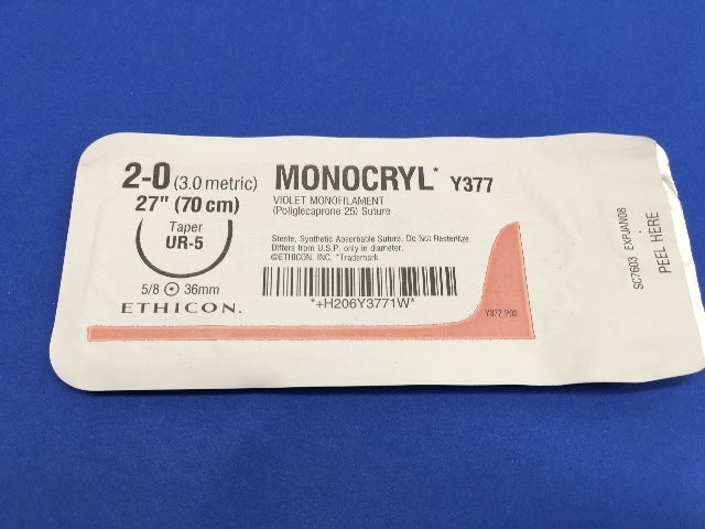 Ethicon Y377 MONOCRYL, UR-5 Taper, 27