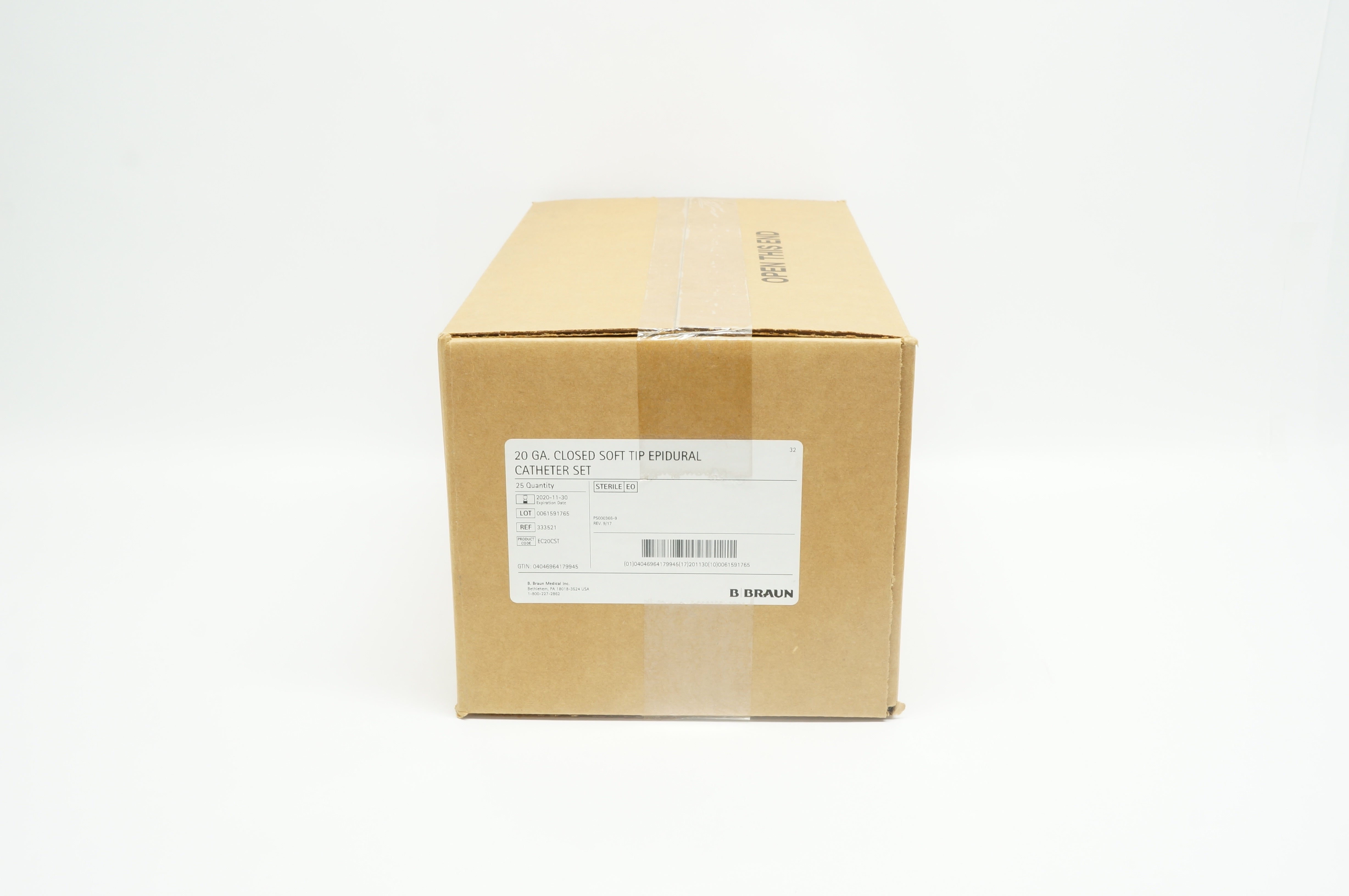 Braun 333521 20ga Closed Soft Tip Epidural Cath. Set (x) - Case of 25