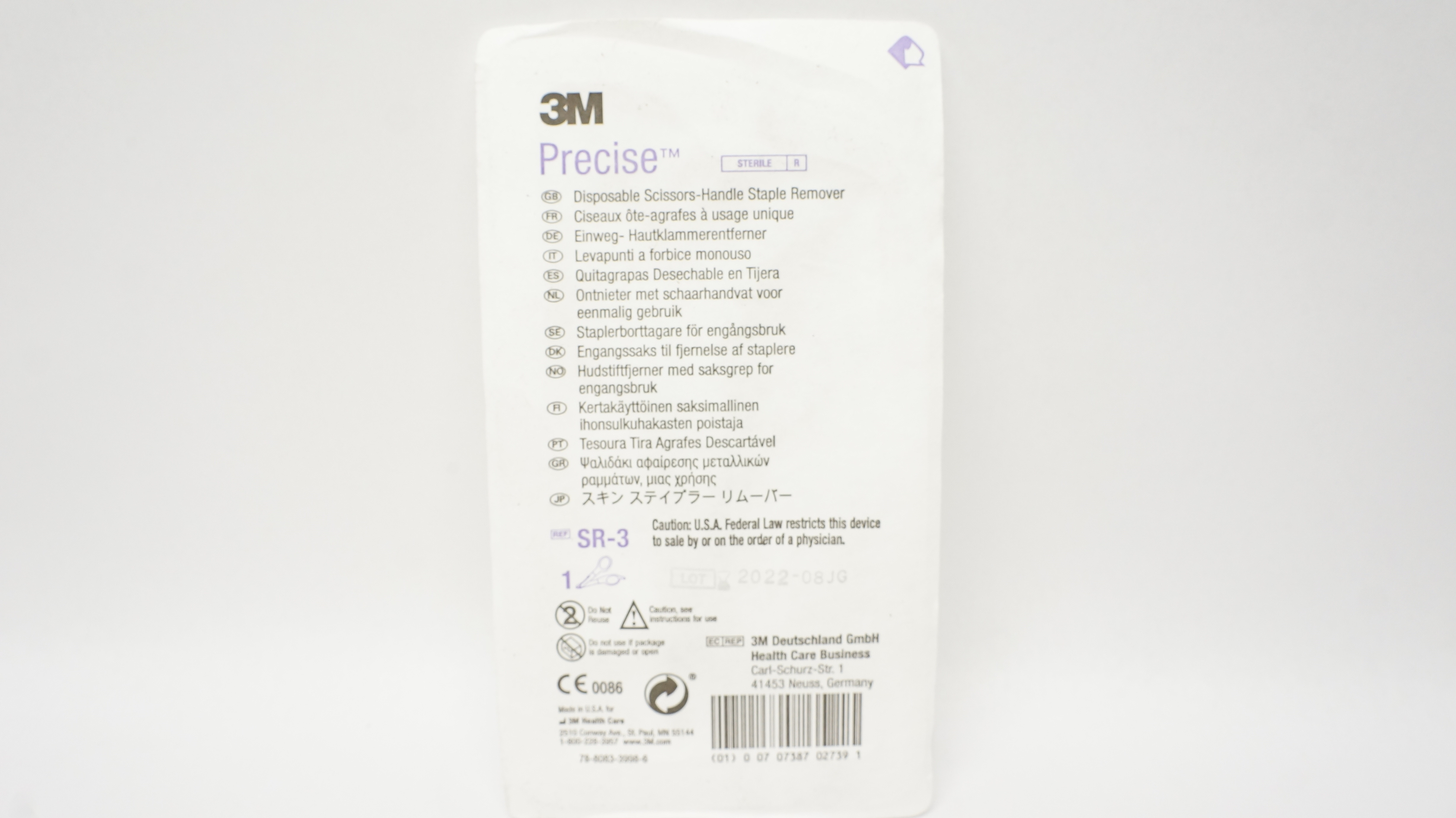 3M SR-3 Precise Disposable Scissors-Handle Staple Remover