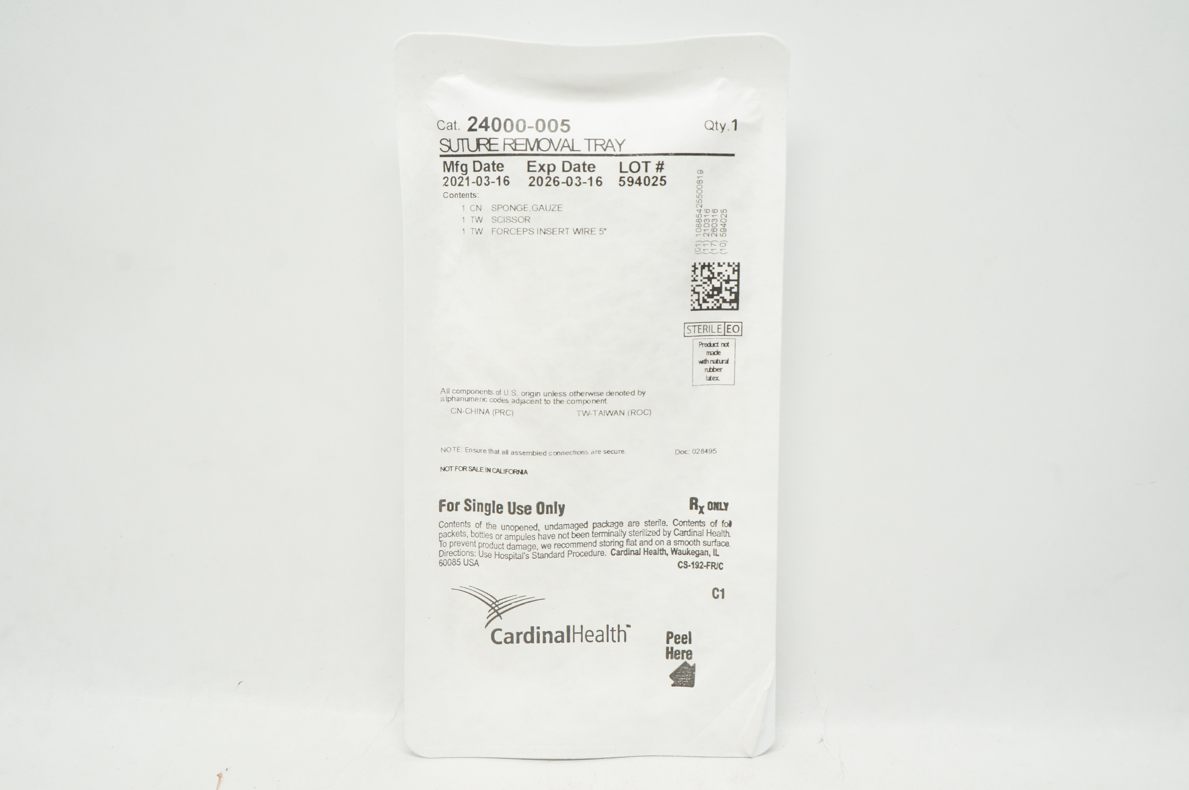 Cardinal Health 24000-005 Stre Removal Tray