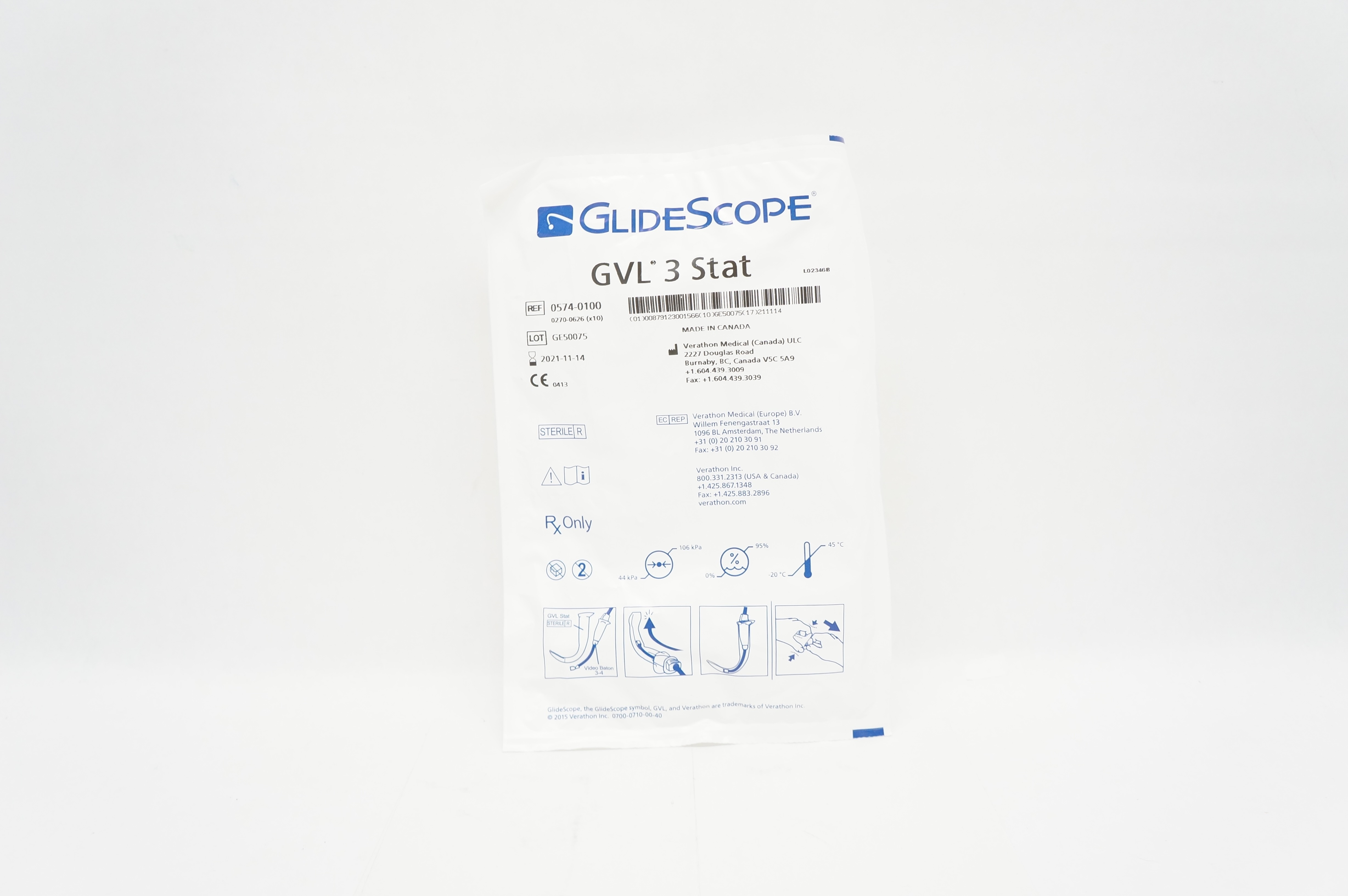 Verathon Medical 0574-0100 GlideScope GVL 3 Stat (x)