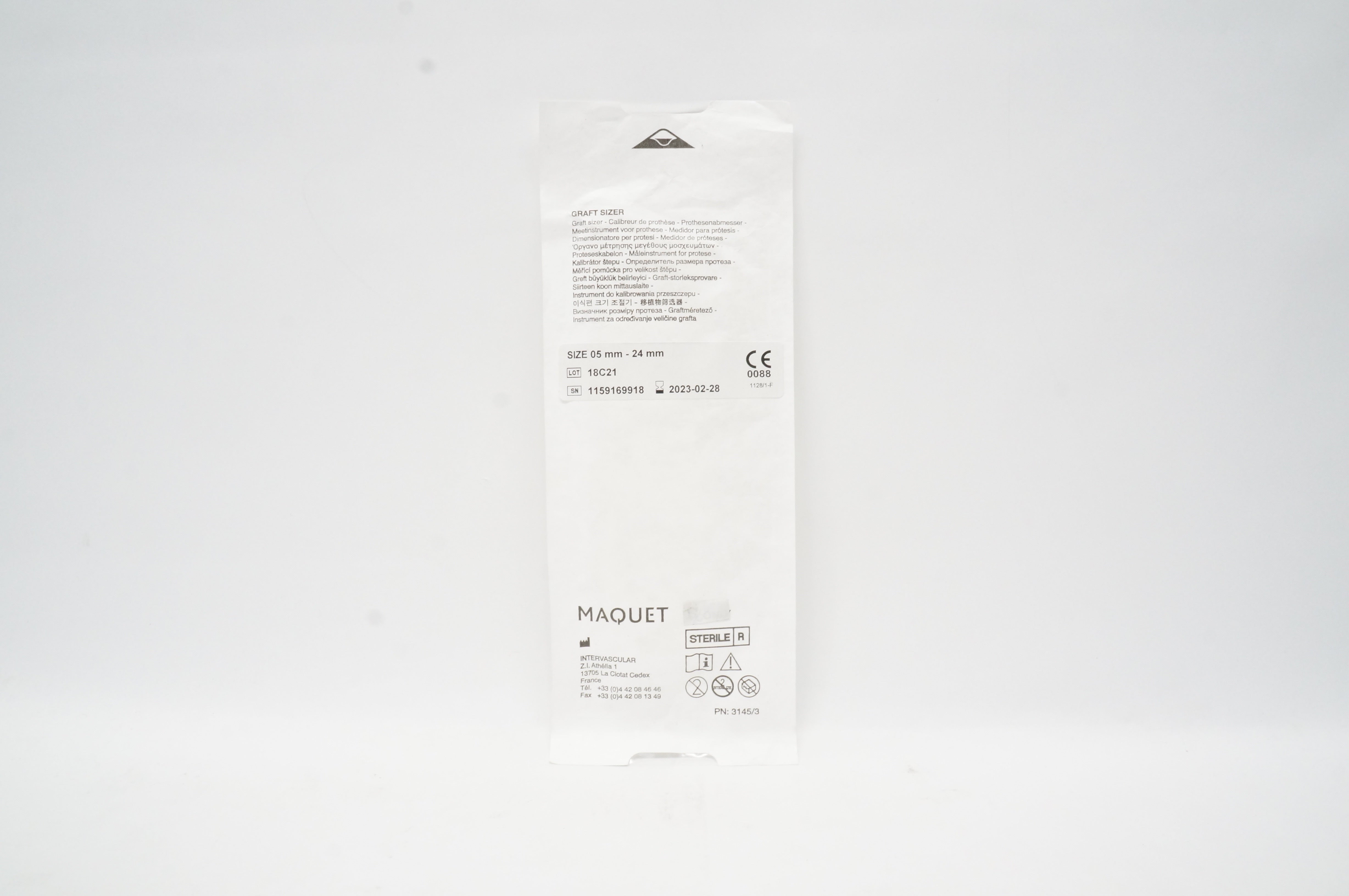 Intervascular 1159169918 Maquet Graft Sizer 05mm-24mm