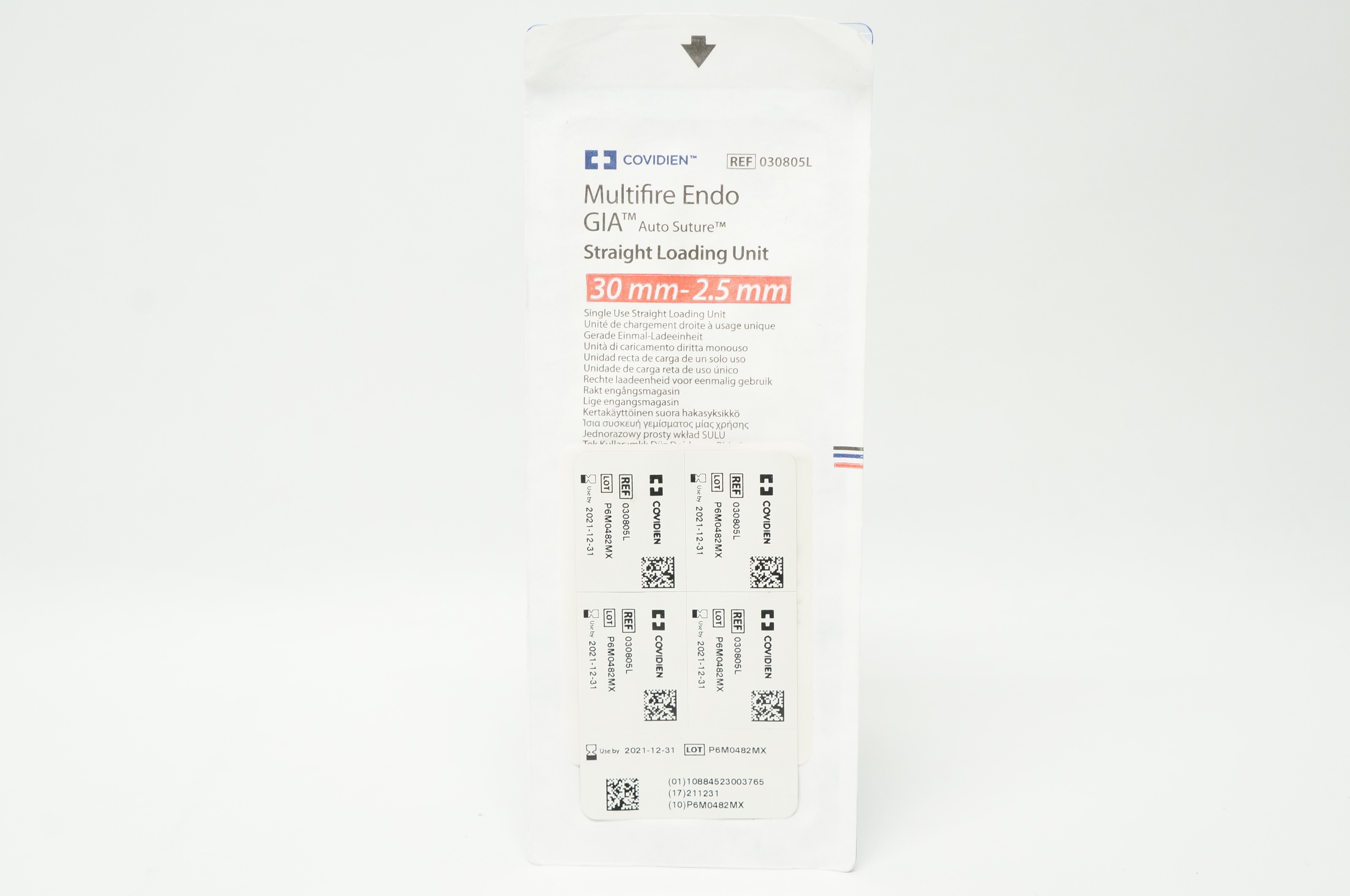 Covidien 030805L Multifire Endo GIA Auto Suture Straight Loading Unit 30mm-2.5mm