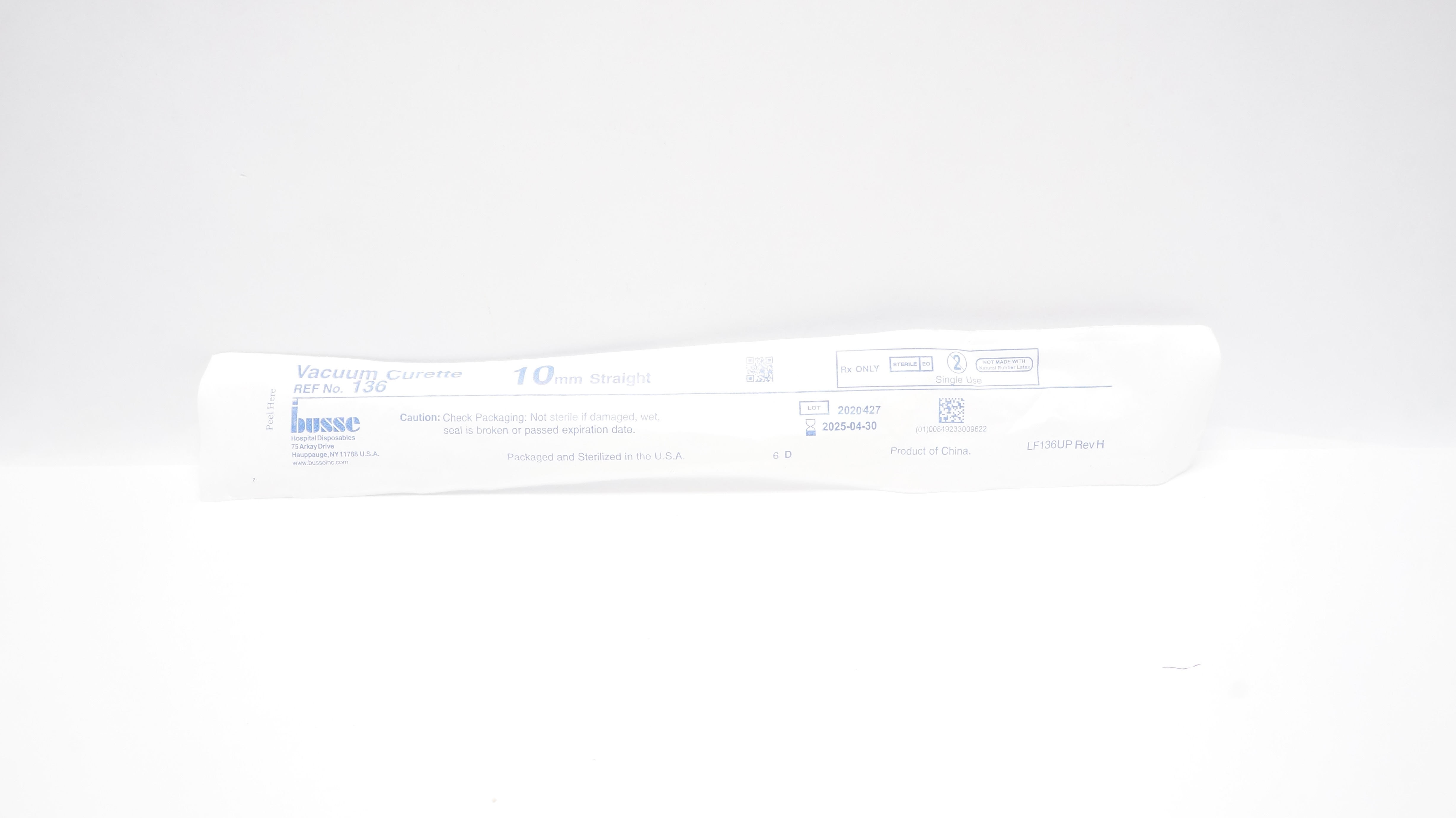 Busse 136 Vacuum Curette 10mm Straight