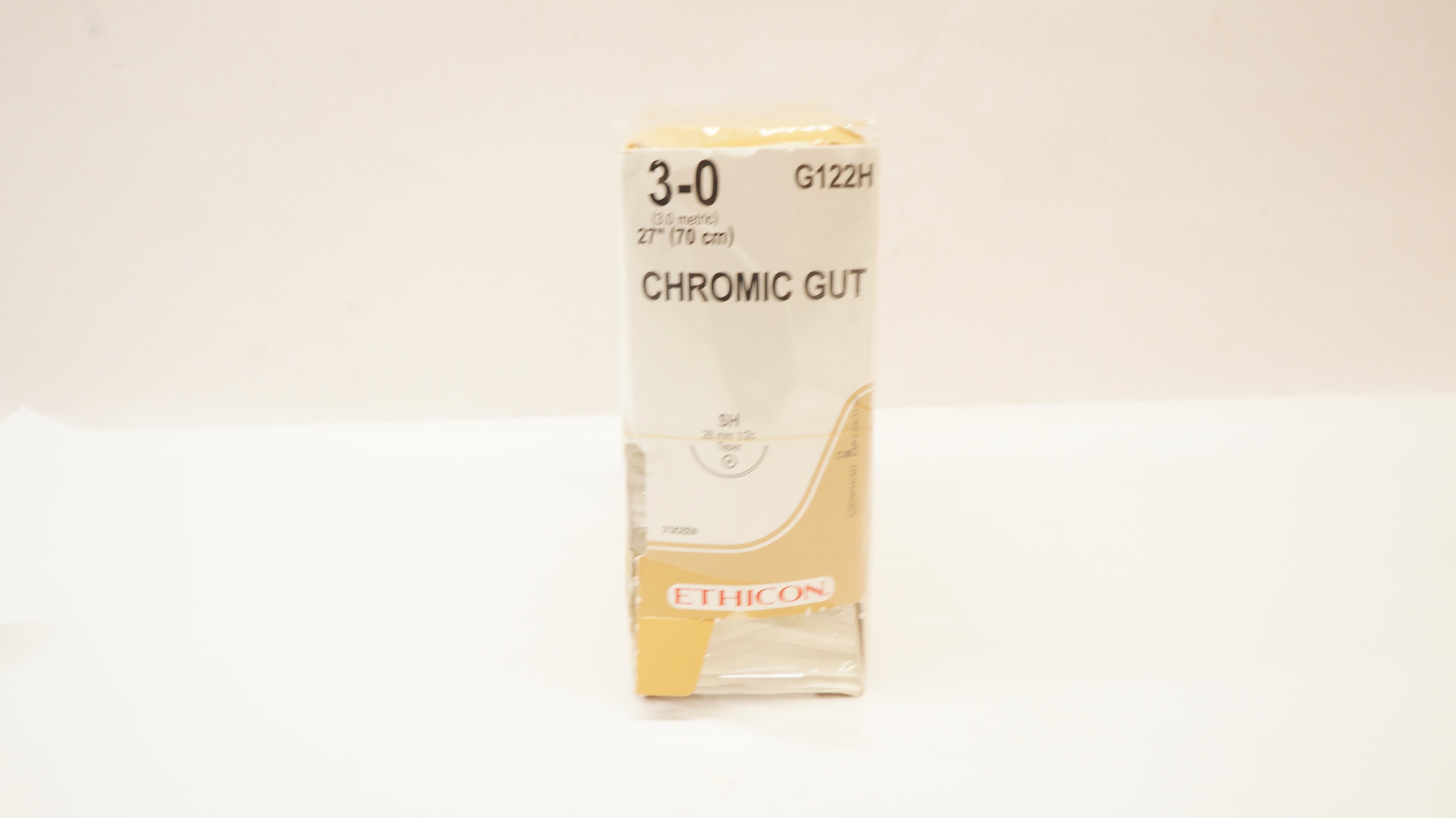 Ethicon G122H 3-0 CHROMIC GUT, SH, 26mm 1/2c Taper, 27inch - Box of 36