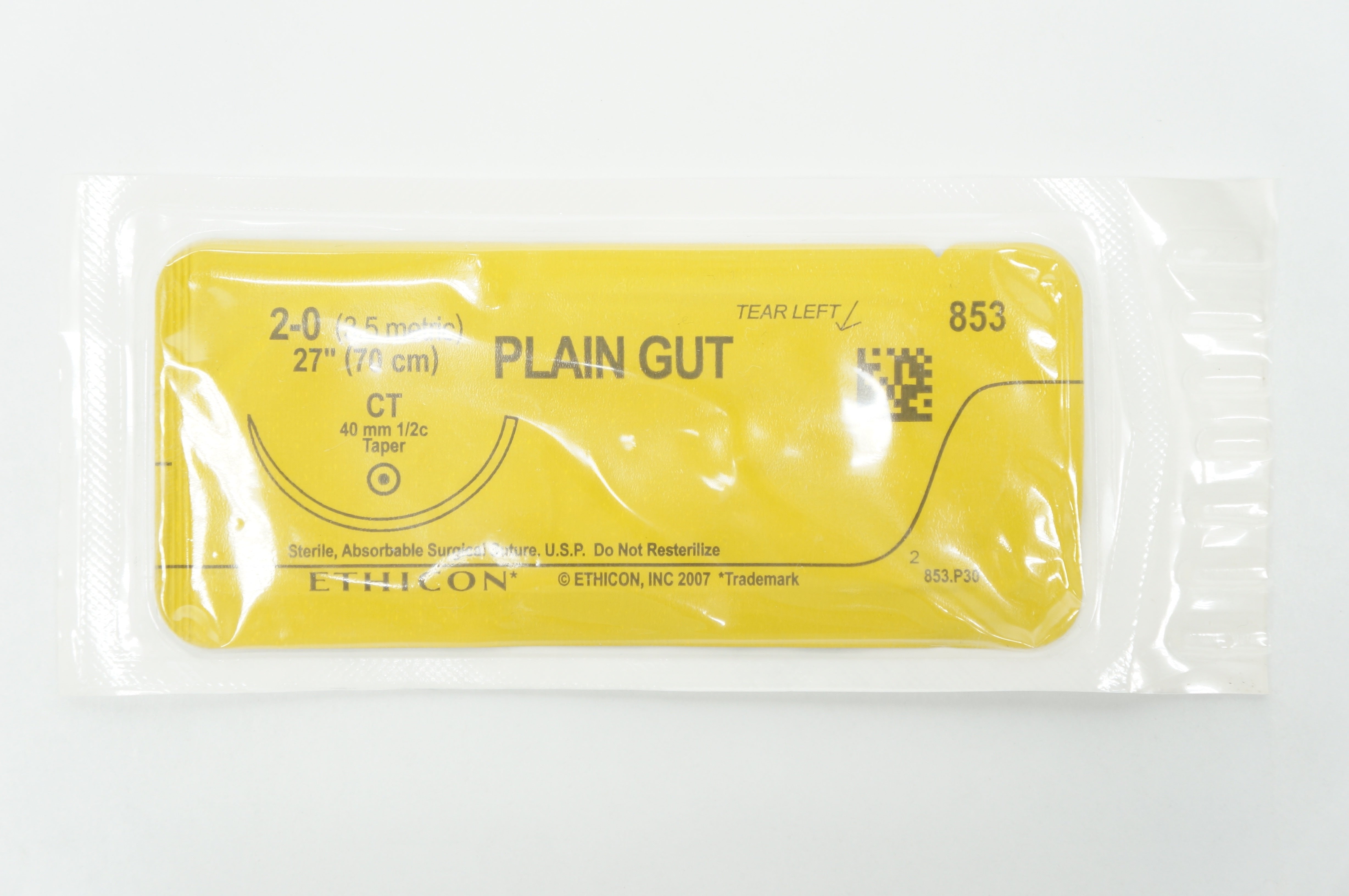 Ethicon 853 Plain Gut 2-0 27inch CT 40mm 1/2c Taper
