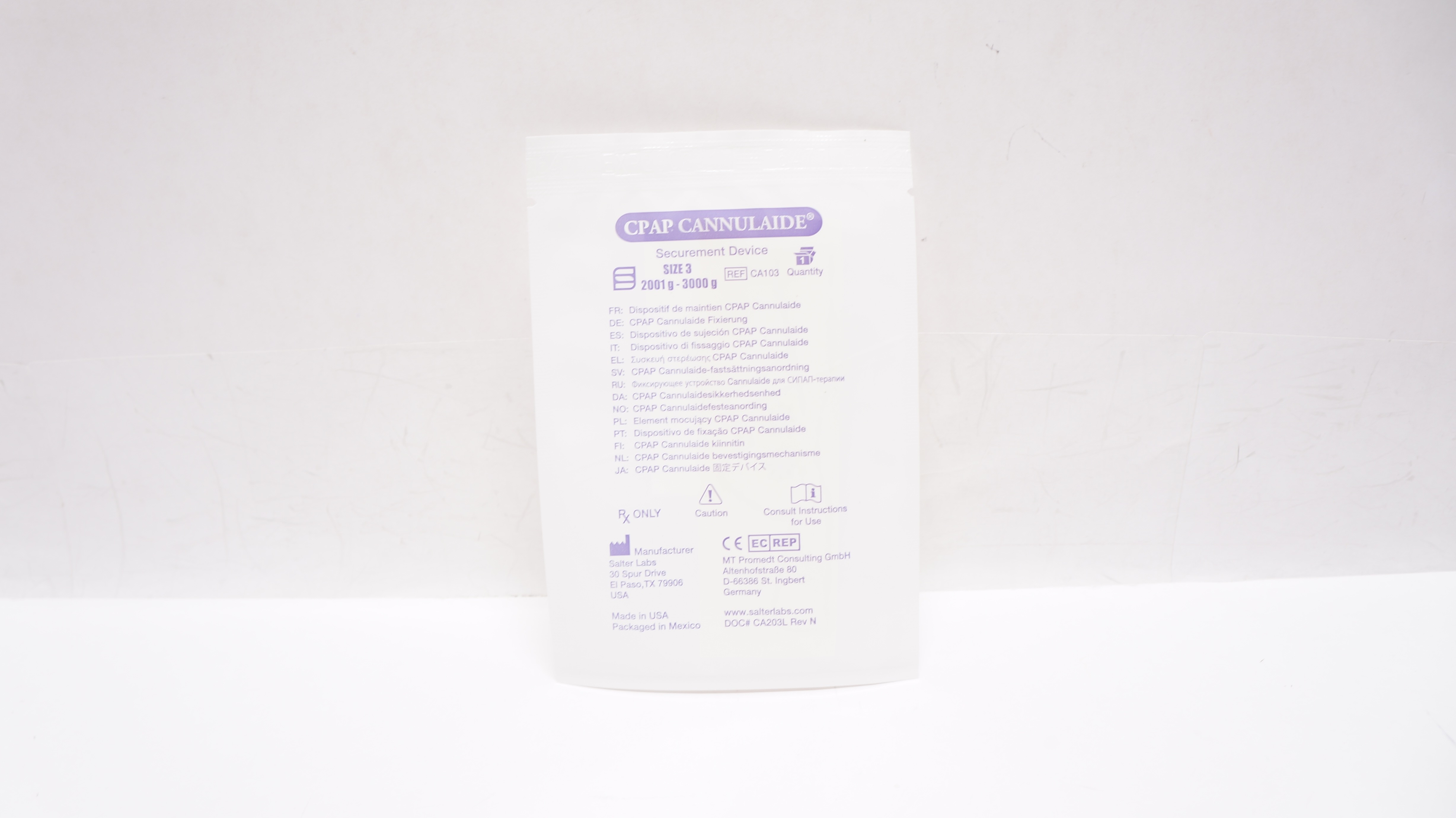 Salter Labs CA103 Cpap Cannulaide Secureent Device, Size 3 2001-3000g