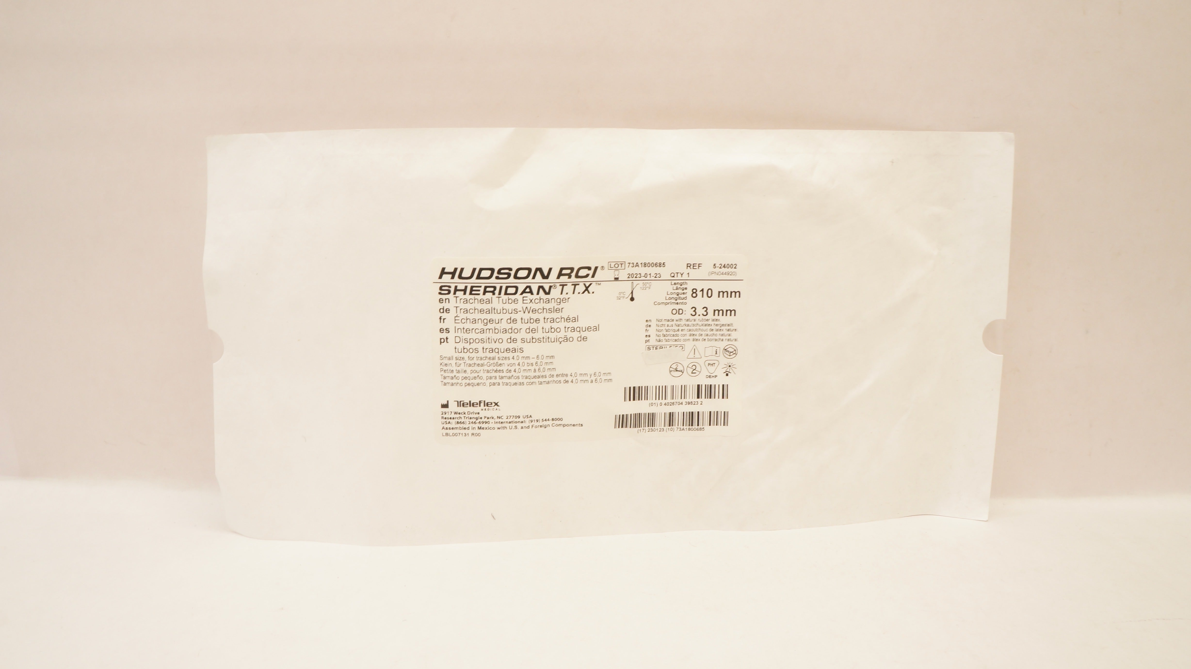 Teleflex 5-24002 Hudson RCI Sheridan T.T.X.Tracheal Tube Exchanger L- 810mm (x)