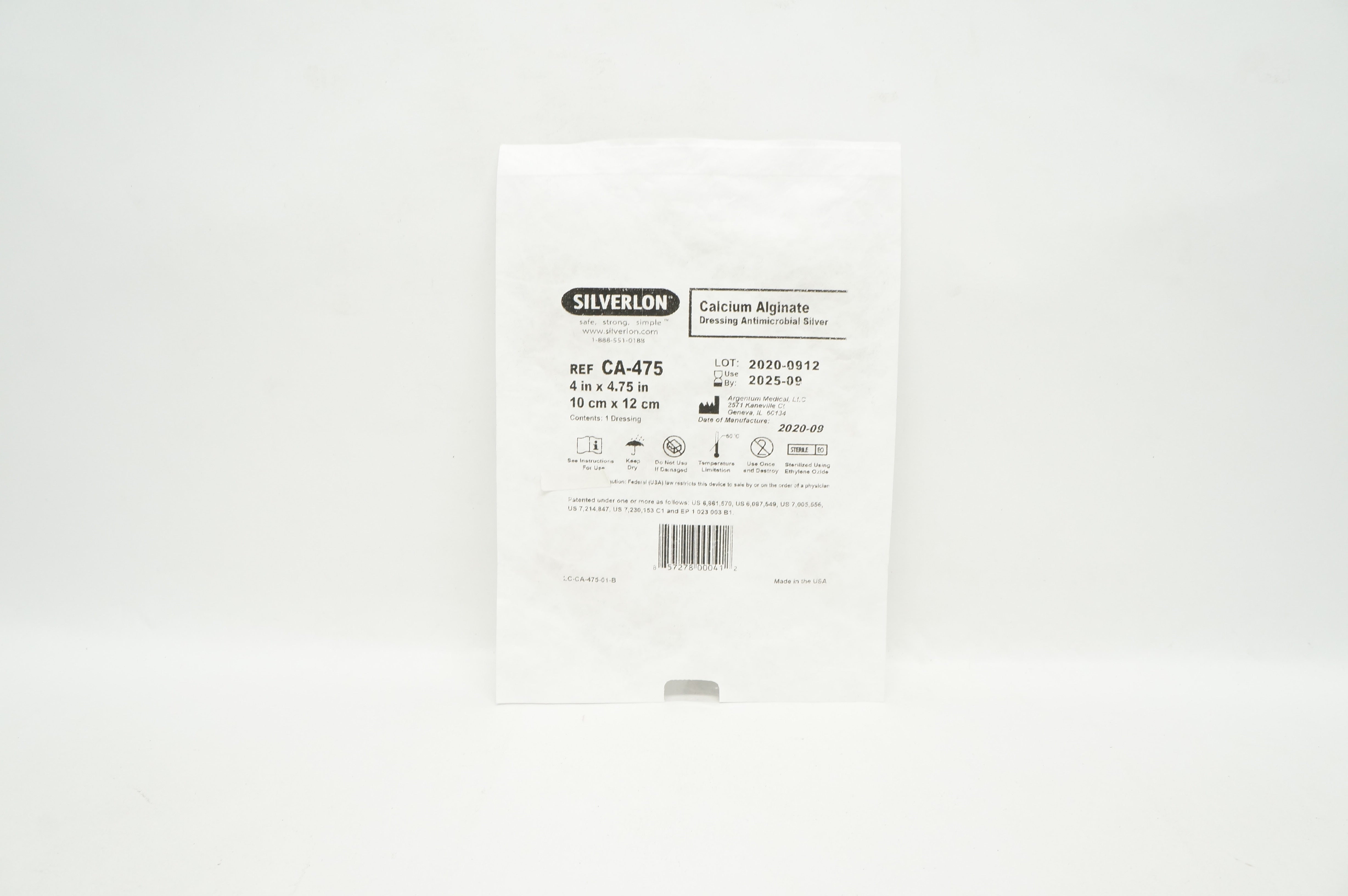 Silverlon CA-475 Calcium Alginate Dressing 4inch x 4.75inch