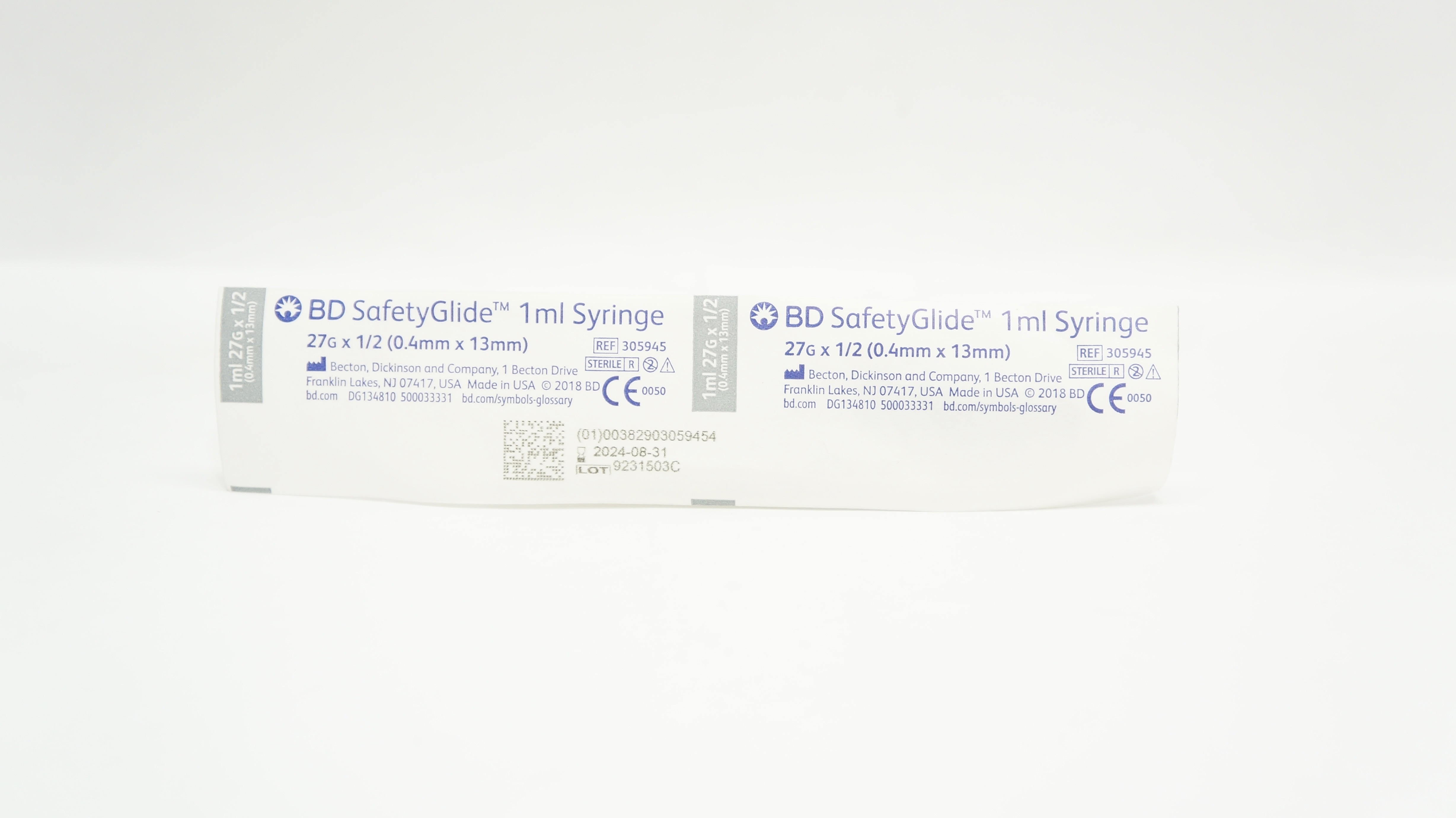 BD 305945 SafetyGlide 1ml Syringe 27G x 1/2