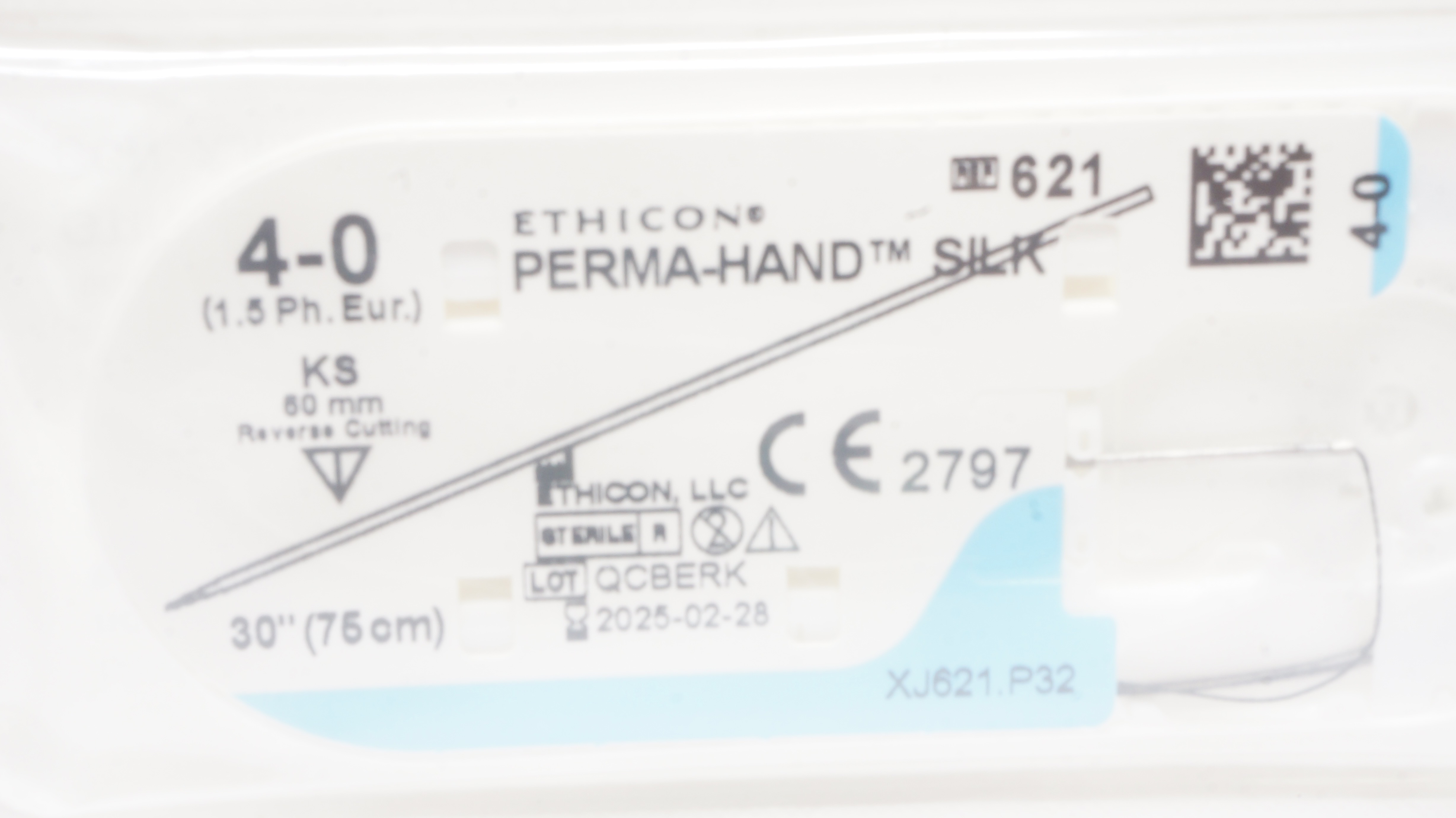 Ethicon 621 4-0 Perma-Hand Silk Stre  KS 60mm Straight Reverse Cutting, 30inch