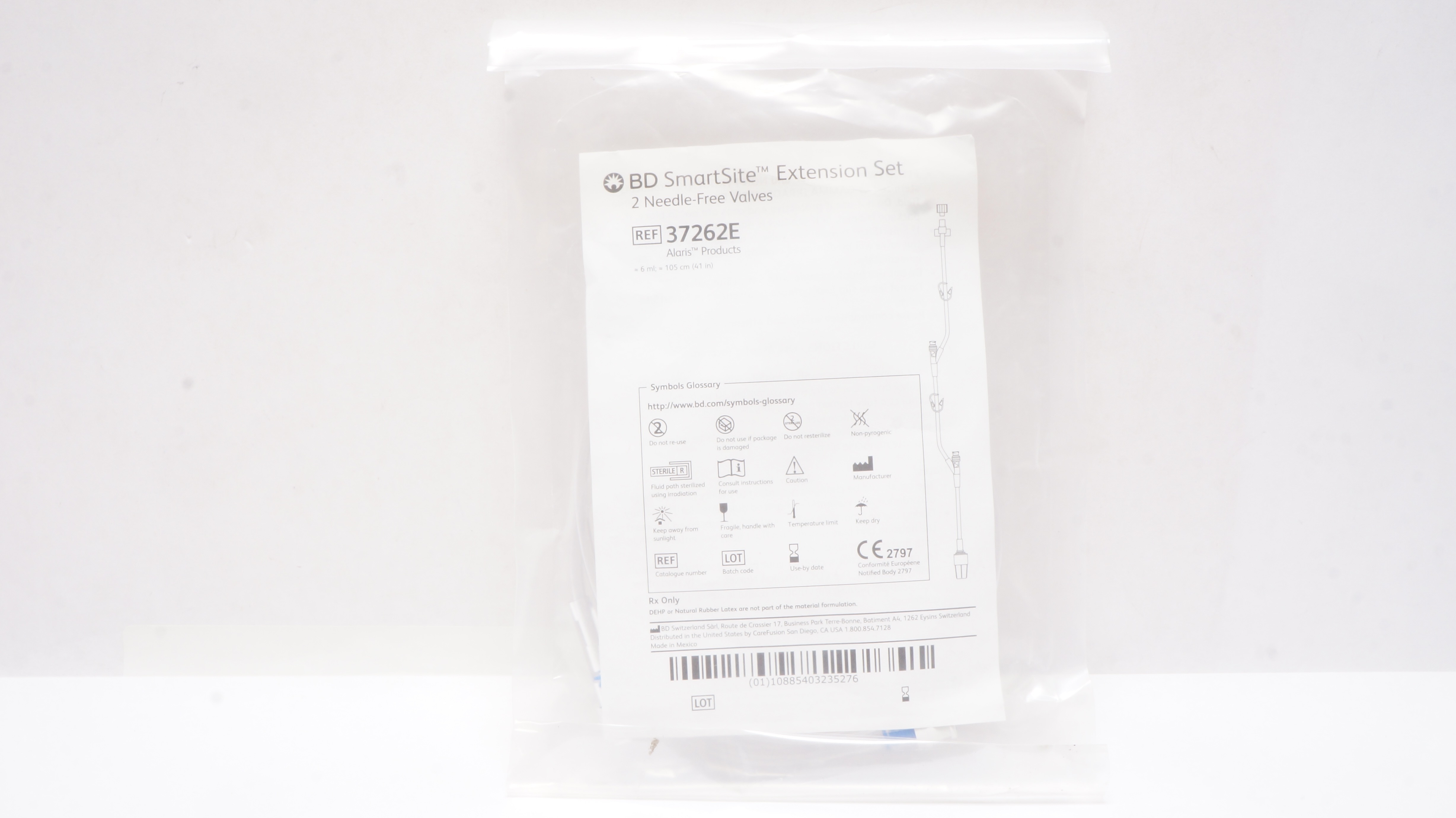 BD 37262E SmartSite Extension Set 2-Ndle Free Valves 6ml x 41 inch