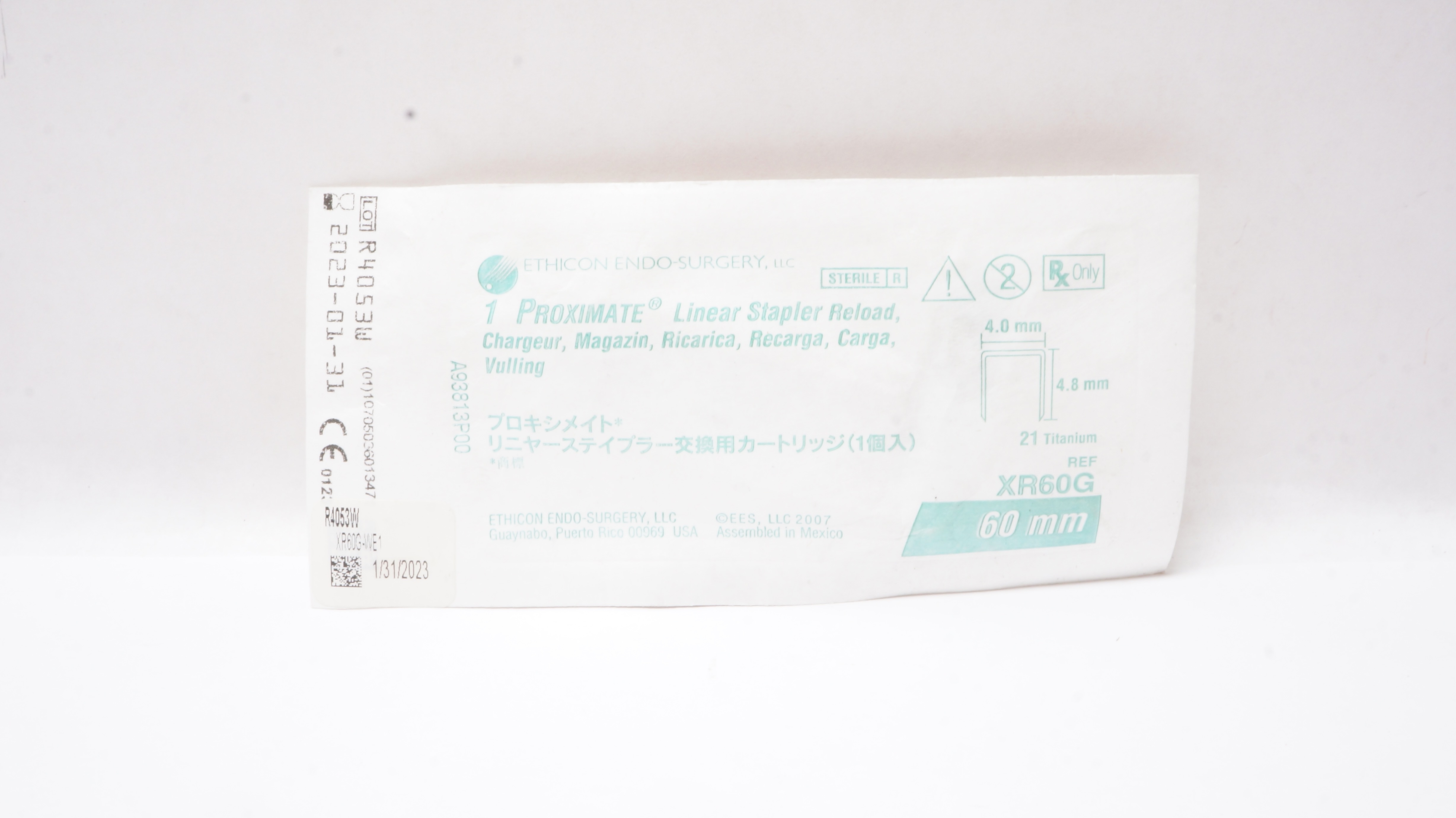 Ethicon XR60G Proximate Linear Stapler Reload 21 Titanium 60mm 4.0 x 4.8mm (x)