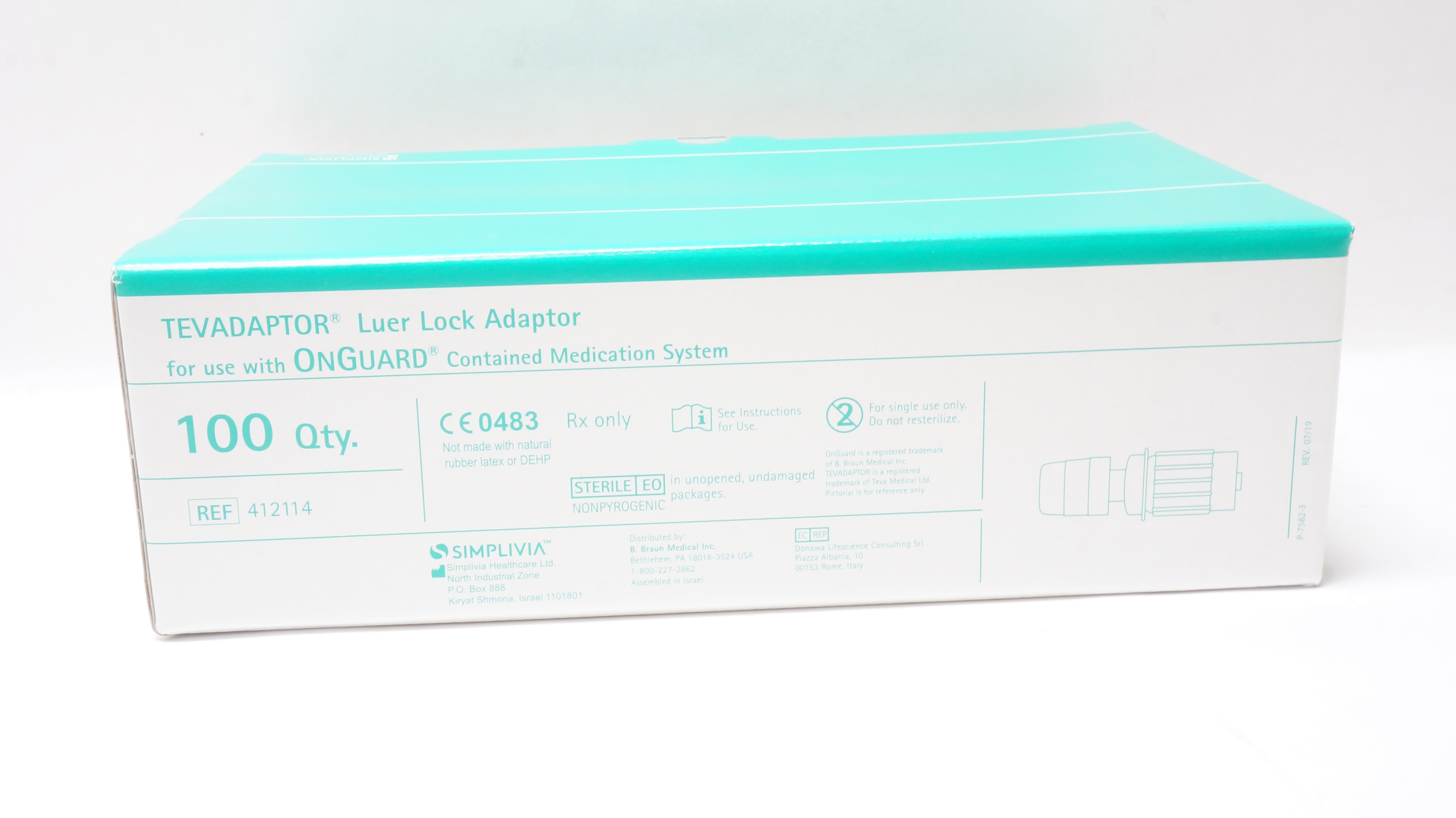 Simplivia Healthcare 412114 Tevadaptor Luer Lock Adapter - Box of 100