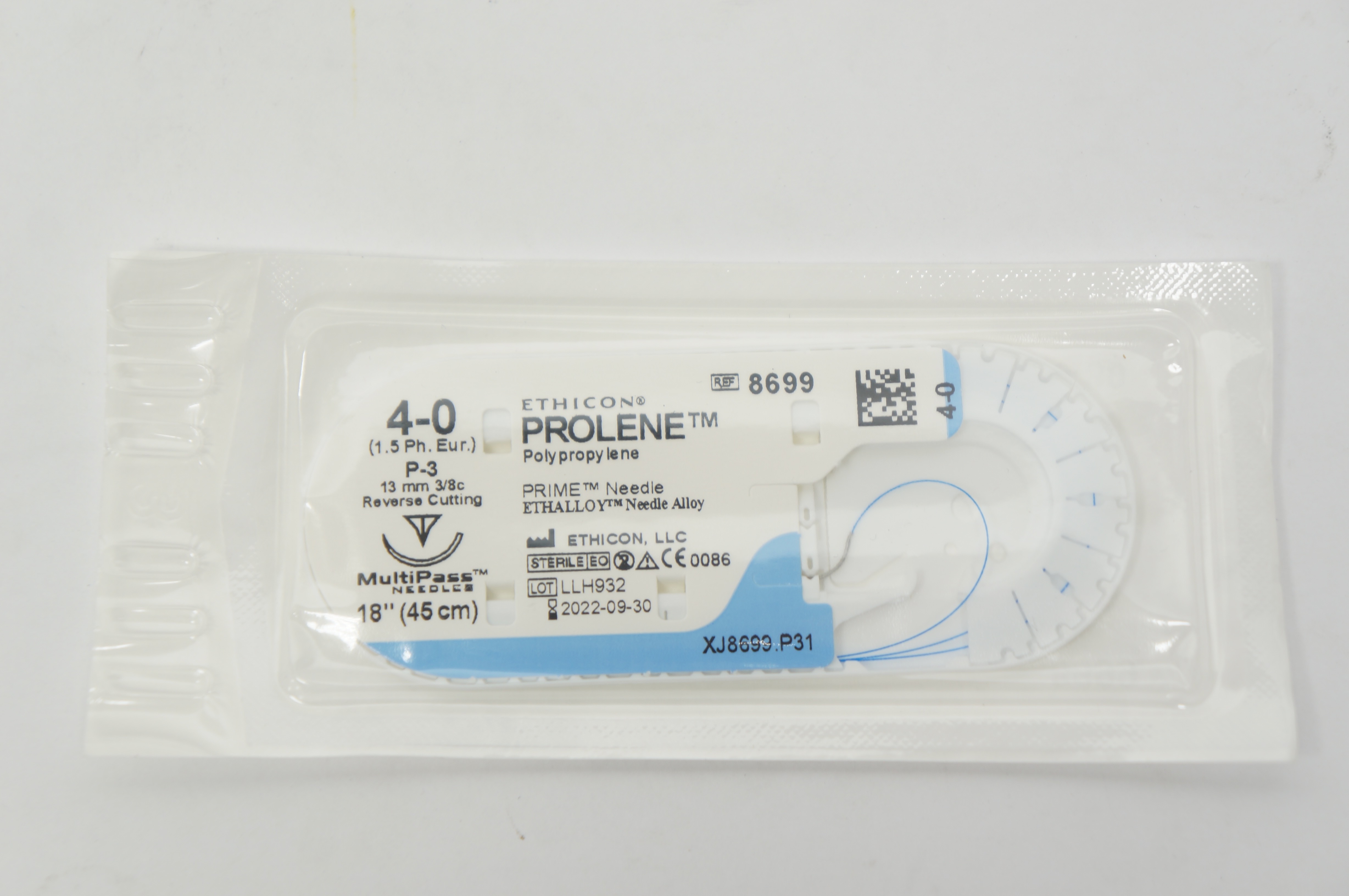 Ethicon 8699 4-0 PROLENE, P-3, 13mm 3/8c Reverse Cutting, 18inch (x)