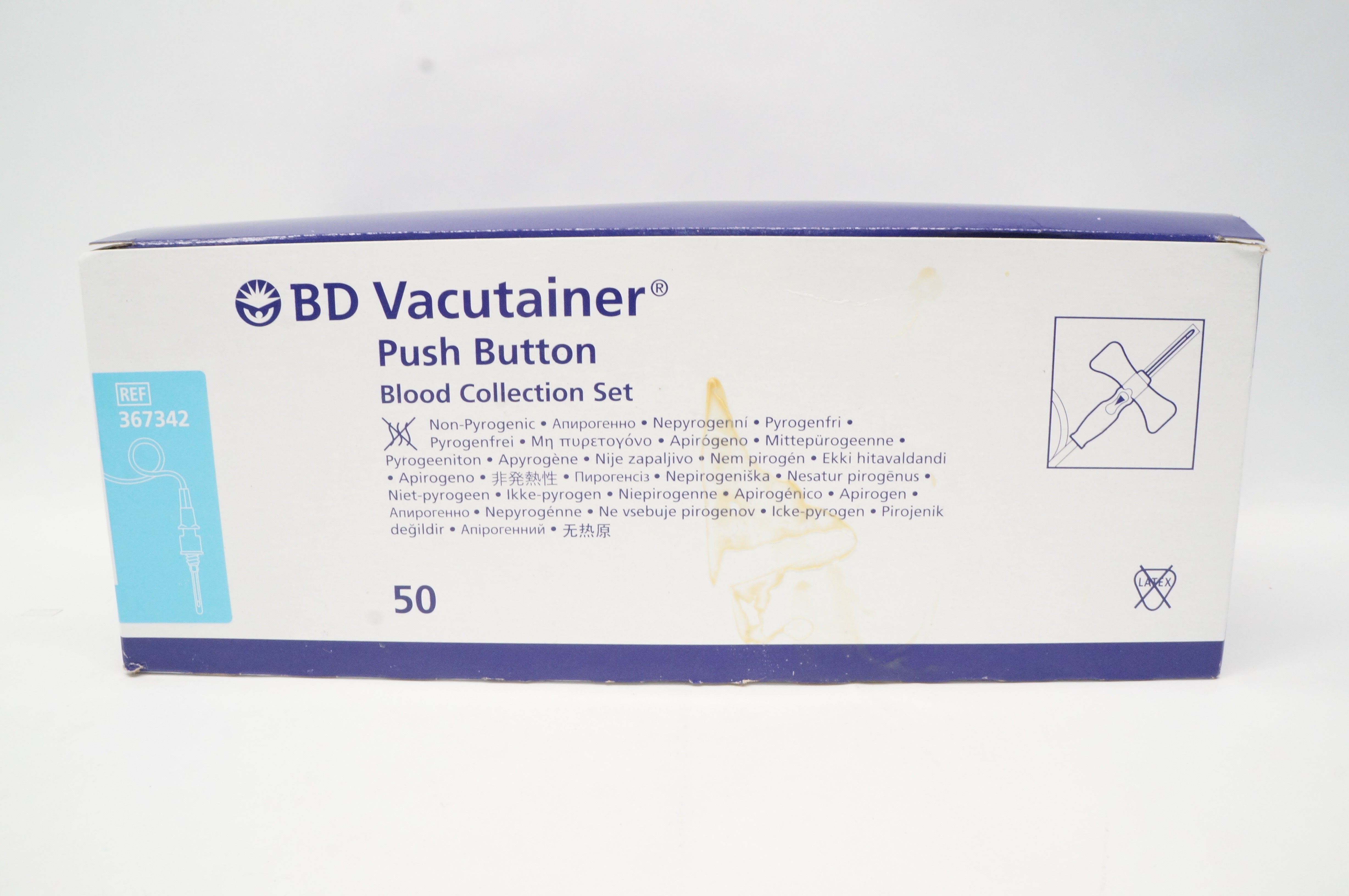 BD 367342 Push Button Blood Collection Set 23G x 3/4inch x 12inch - Box of 16